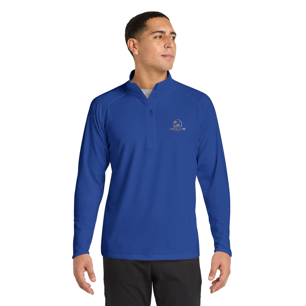 Men's Embroidered Quarter-Zip Pullover — Performance Sport-Wick