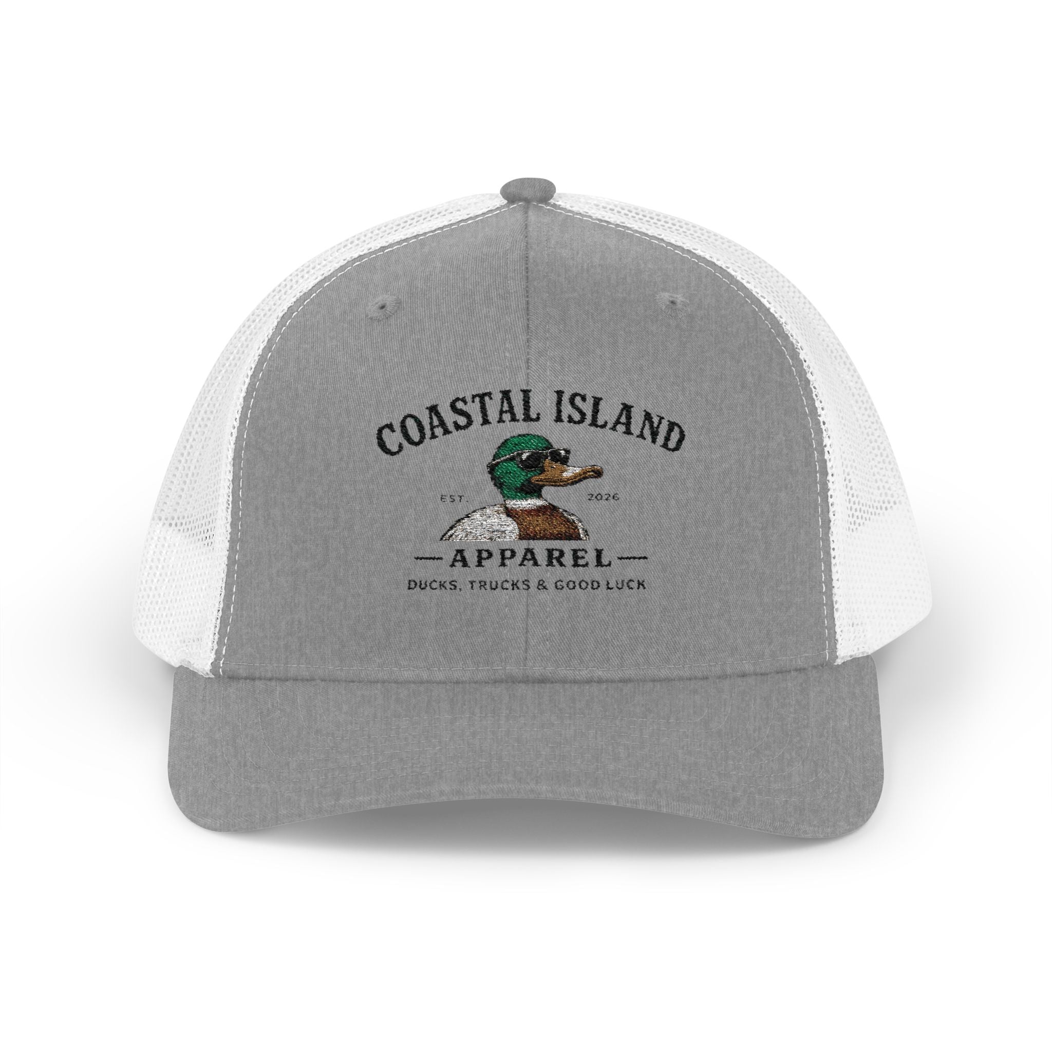 Coastal Island Trucker Cap — Vintage Duck Logo Snapback Hat