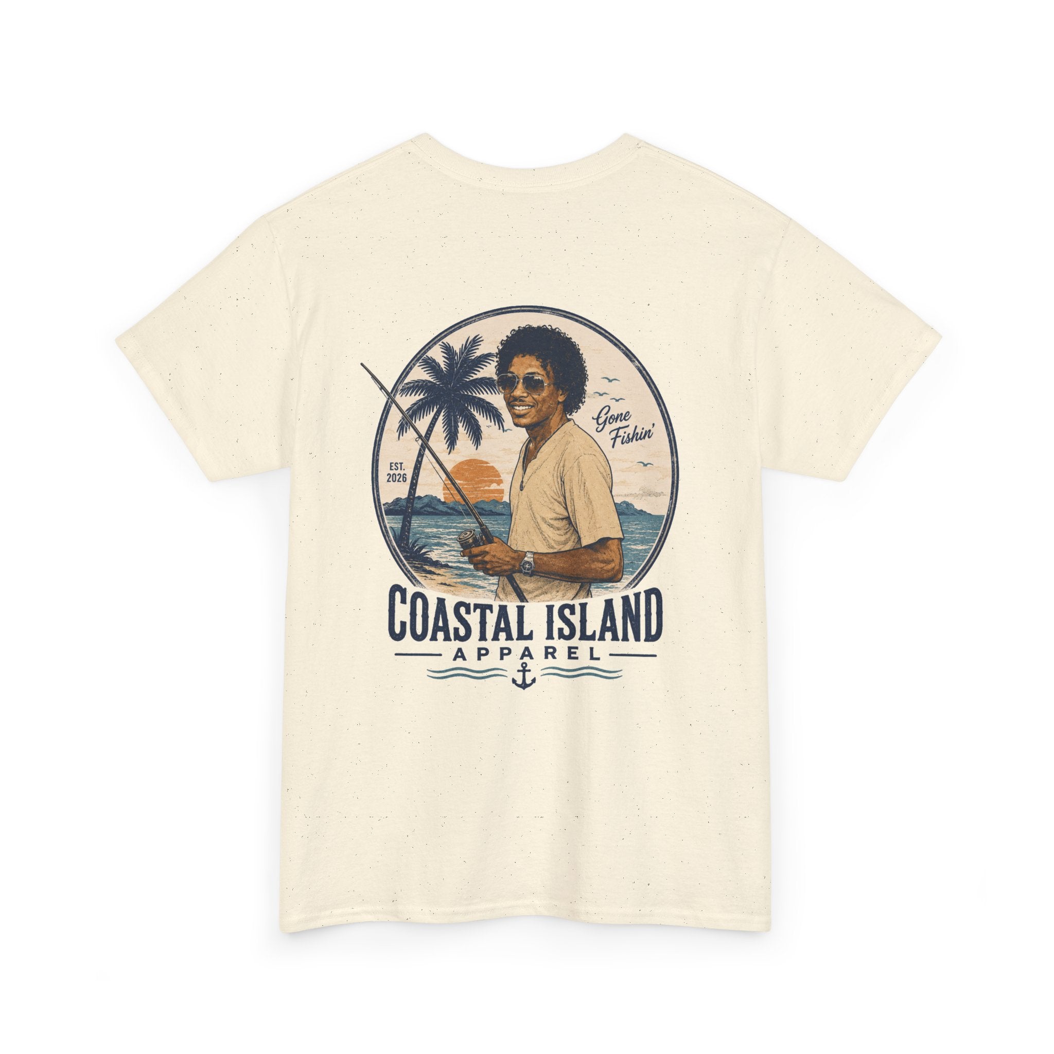 Coastal Island Tee — Vintage Sunset Palm Graphic T-Shirt