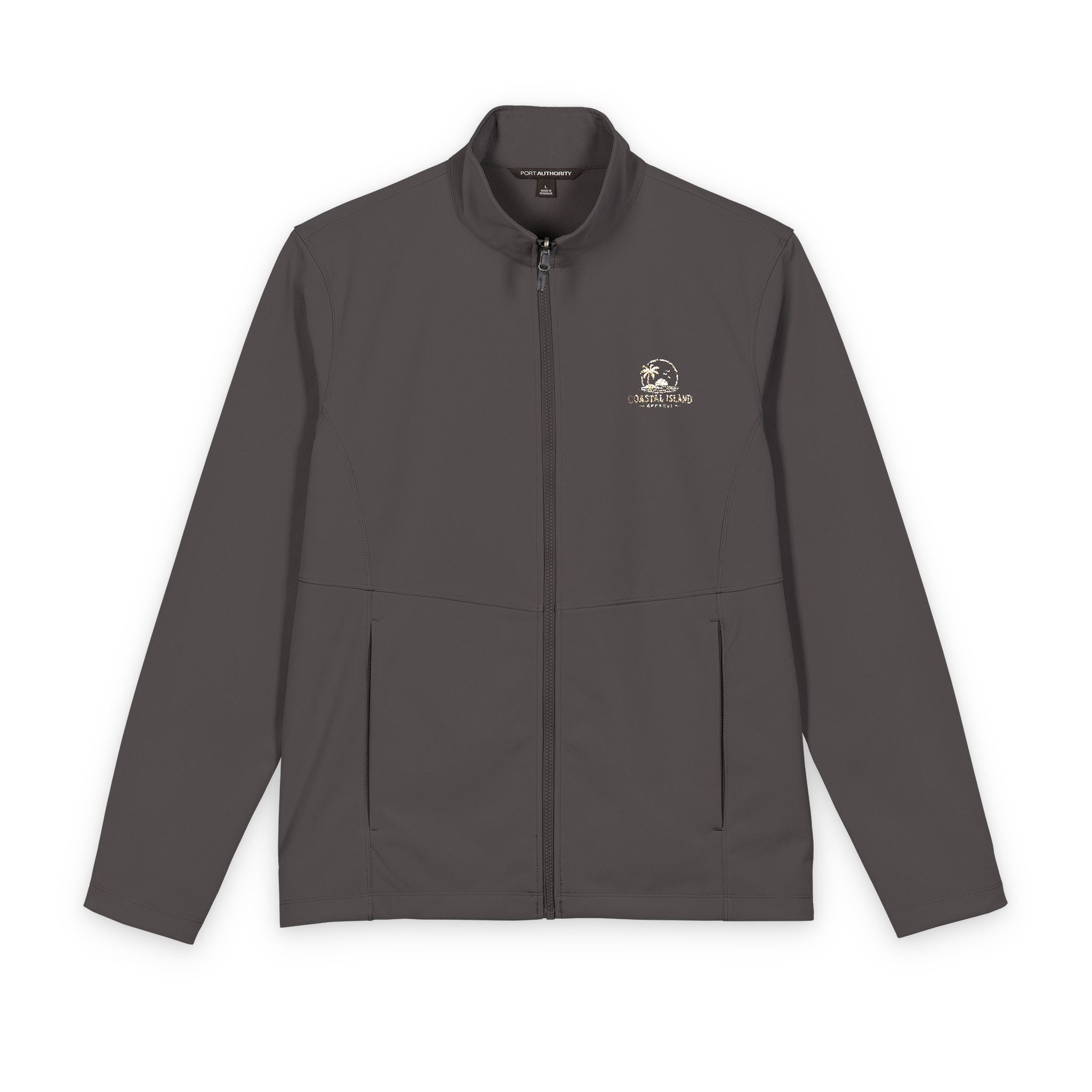 Men's Soft Shell Jacket with Small Chest Logo — Lightweight Water-Resistant Outerwear