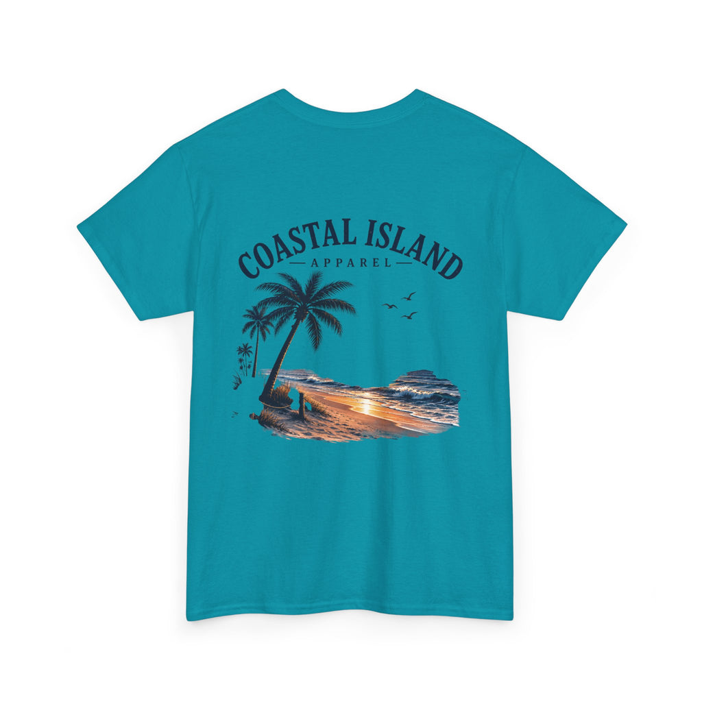 Coastal Island Sunset Beach T-Shirt | Palm Tree Ocean Graphic Tee