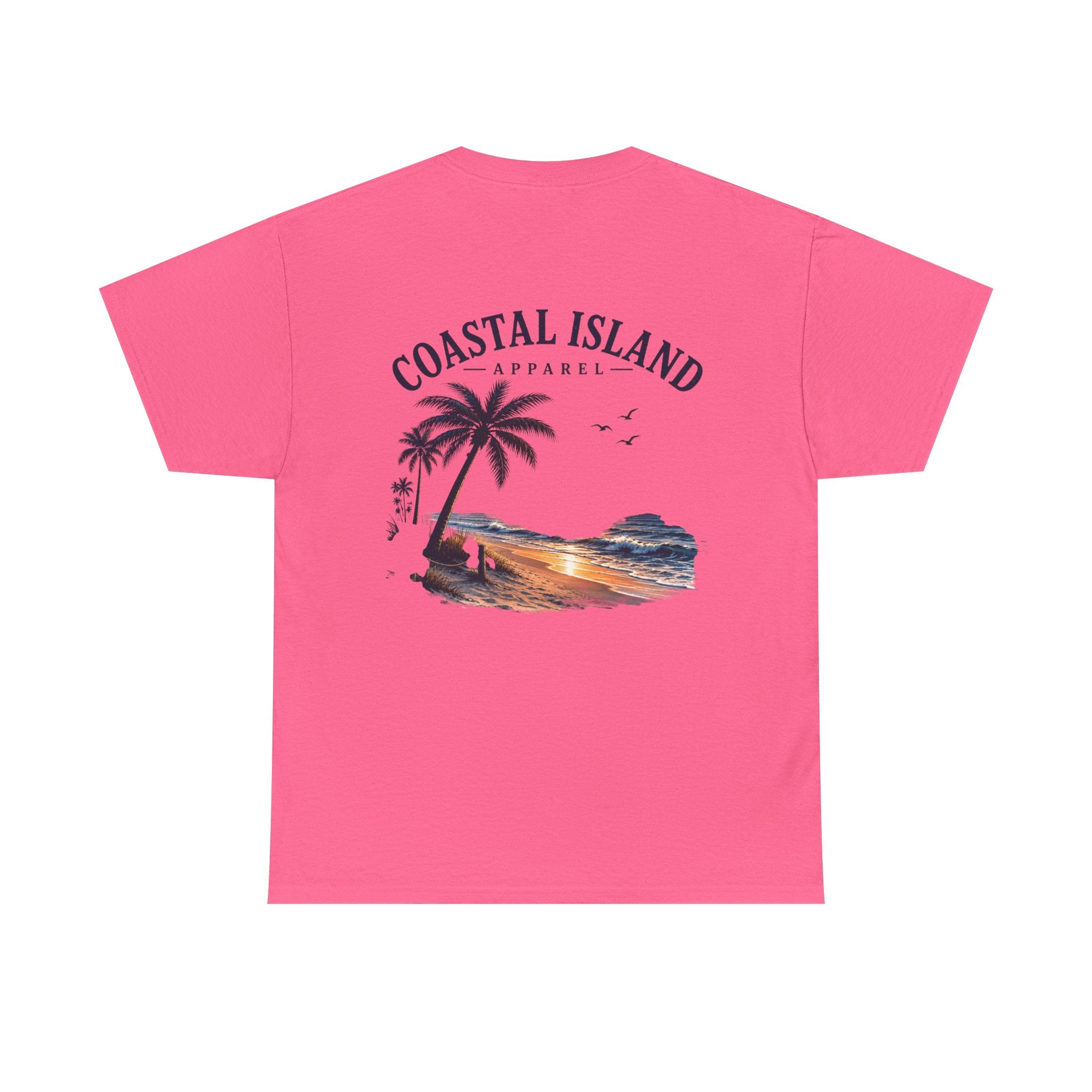 Coastal Island Sunset Beach T-Shirt | Palm Tree Ocean Graphic Tee