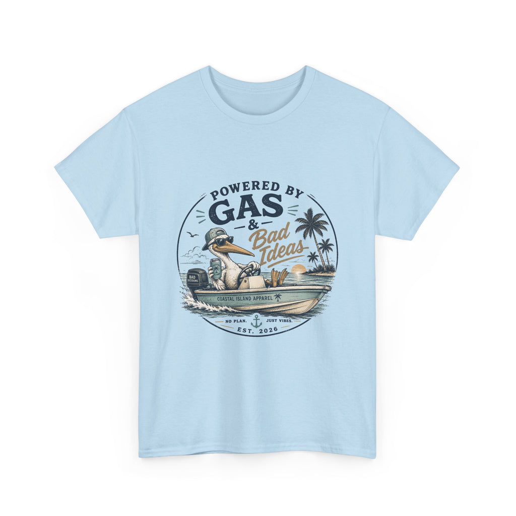 Gas & Bad Ideas Boat T‑Shirt — Funny Fishing Beach Tee
