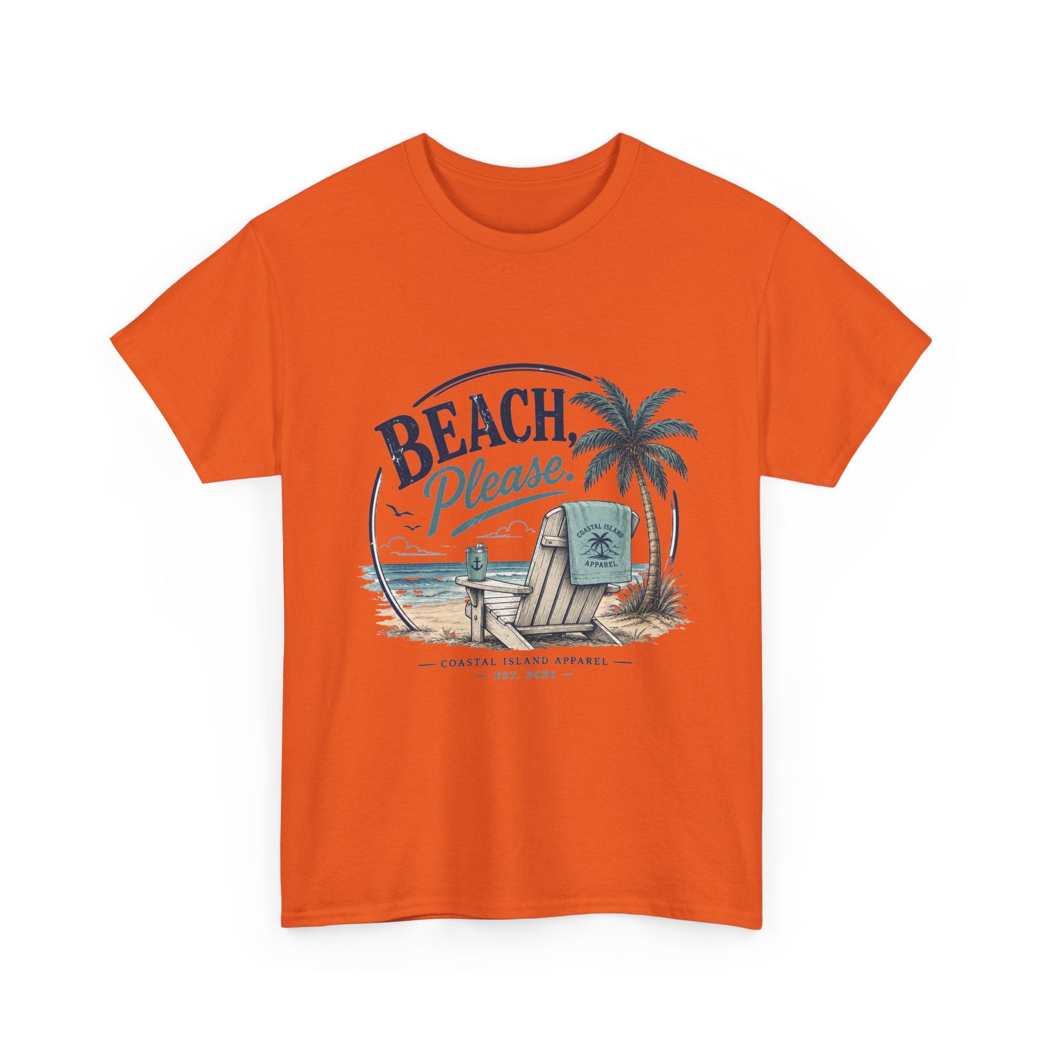 Beach Please T-Shirt — Vintage Palm Tree & Surfboard Summer Tee