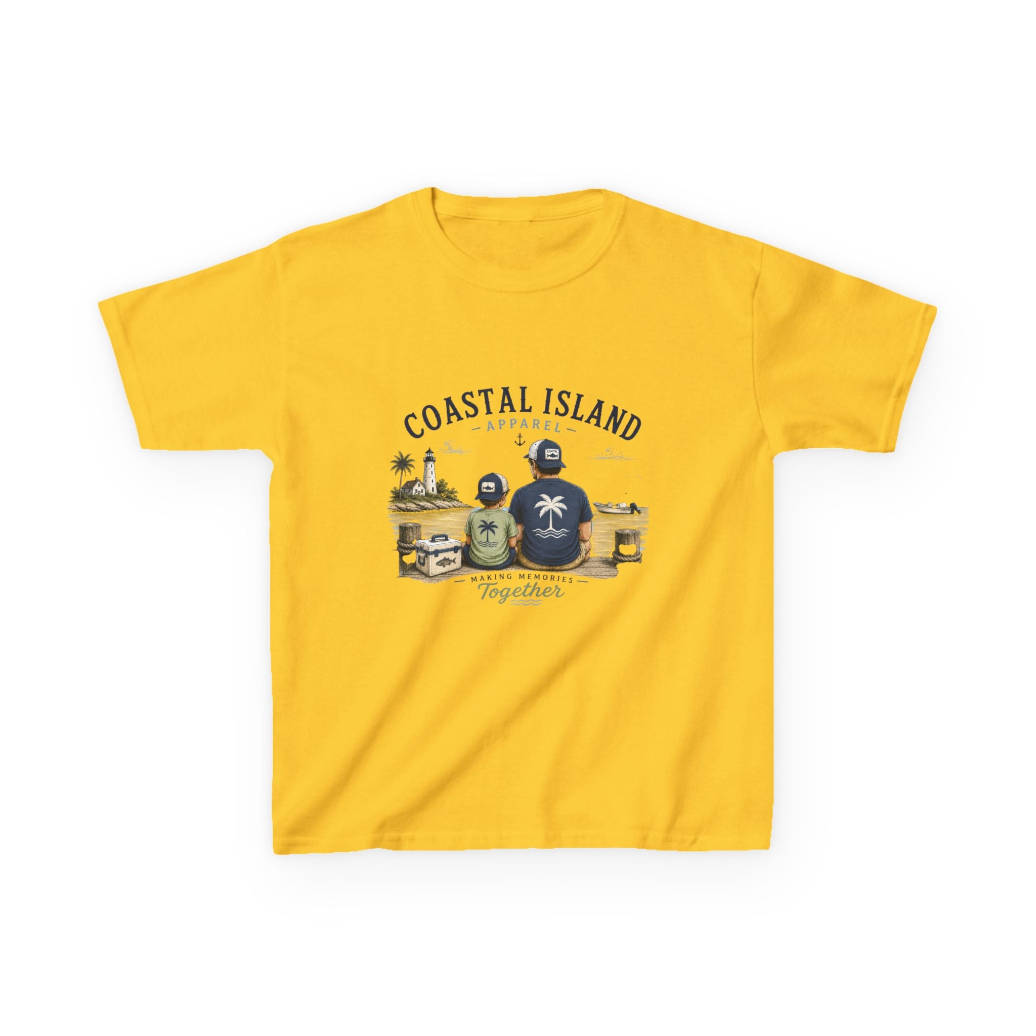Kids Tee — "Coastal Island" Dad and Son Beach Graphic