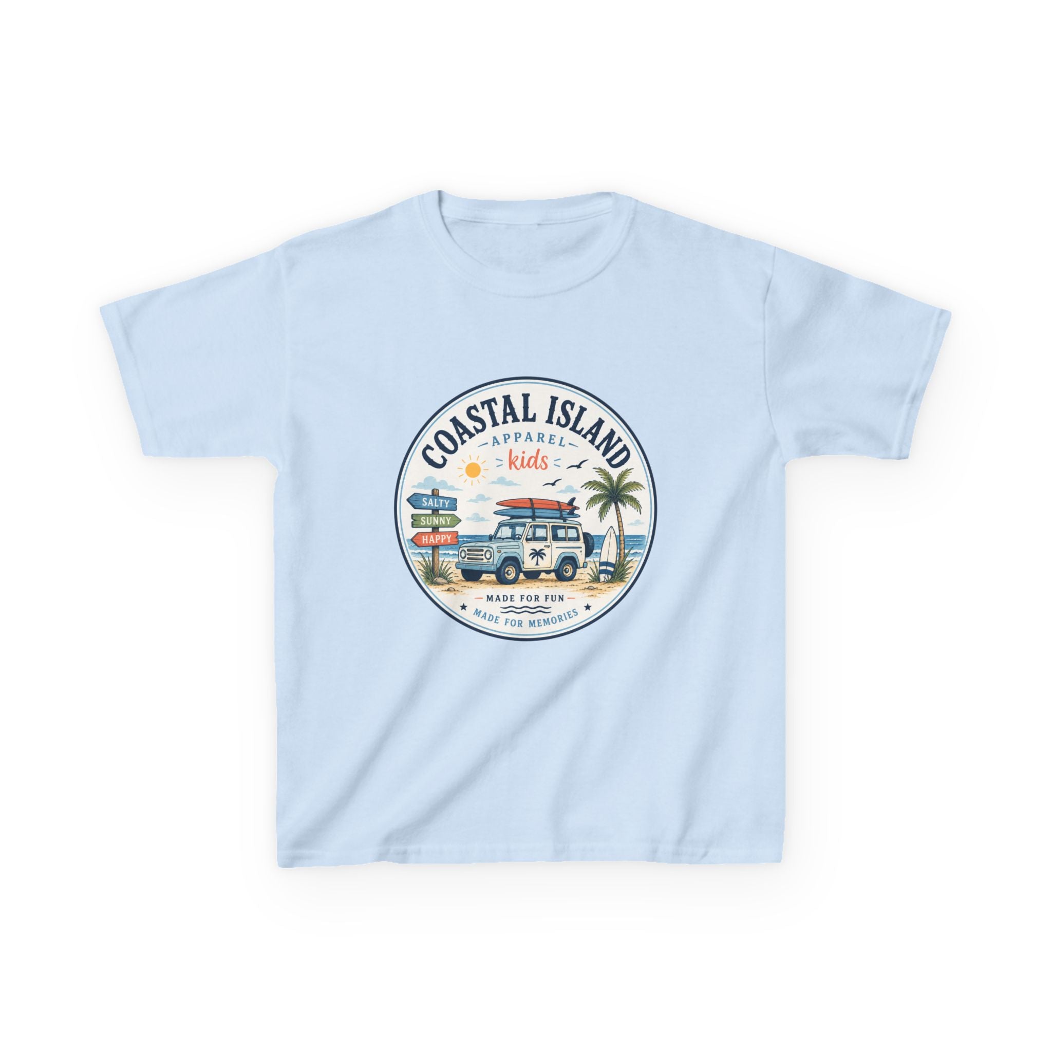 Coastal Island Kids Tee — Vintage Beach Surf Van Graphic