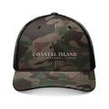 Camo Trucker Hat — Embroidered "Coastal Island" Mesh Back Cap