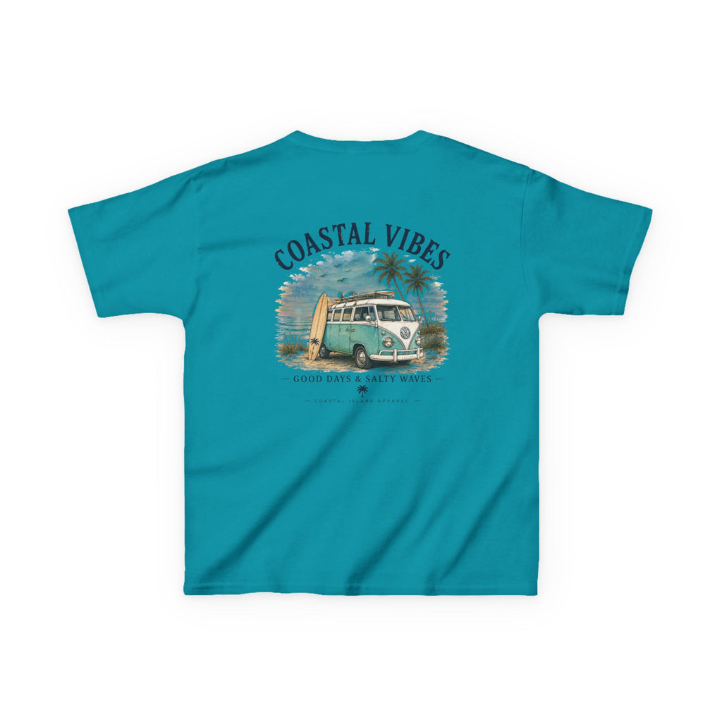 Kids T-Shirt — "Coastal Vibes" Retro Surf Van Tee