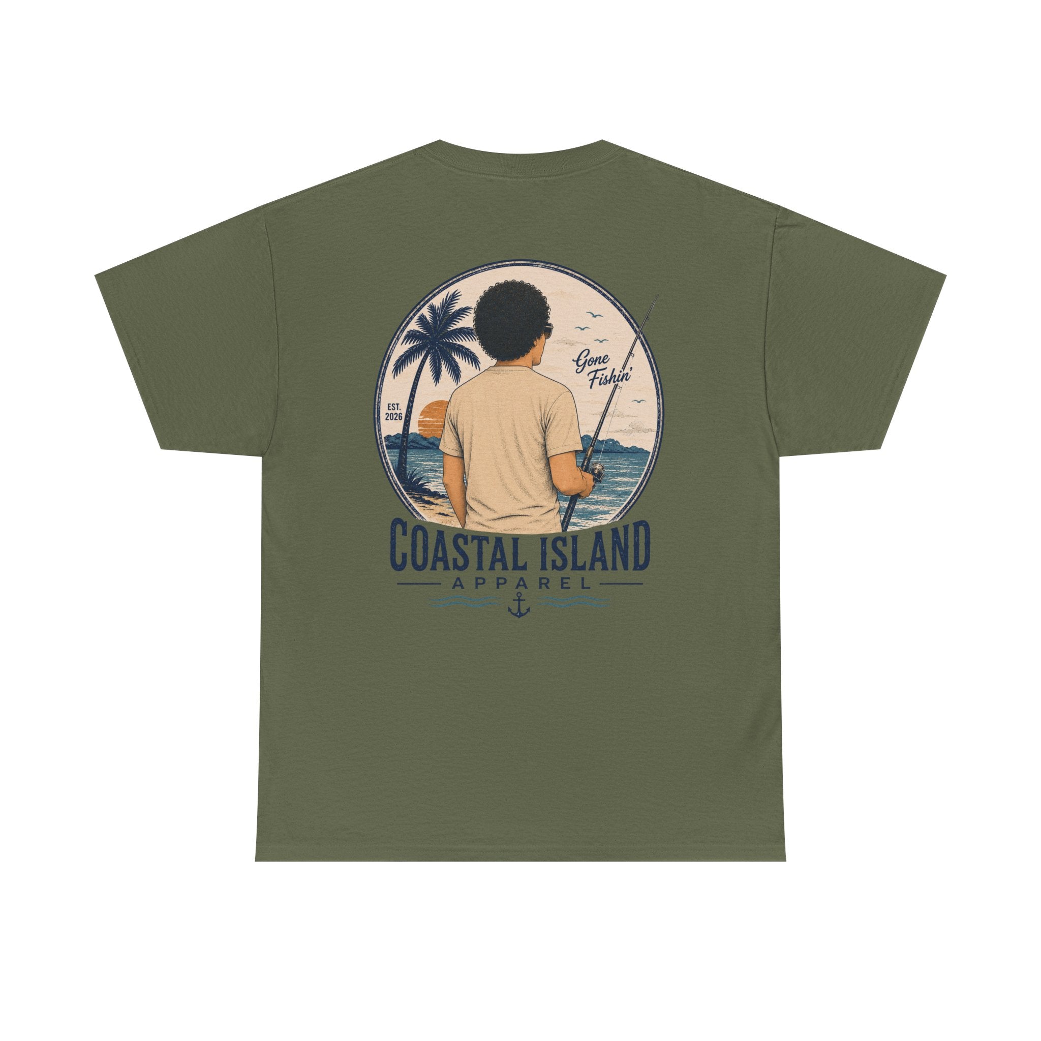 Unisex Heavy Cotton Tee- Guy Fishing