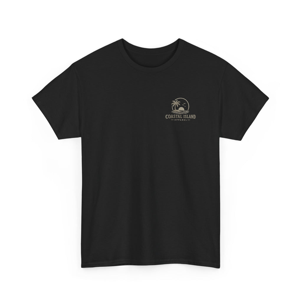 Coastal Island Sunset Tee — Beach Palm Tree Graphic T-Shirt
