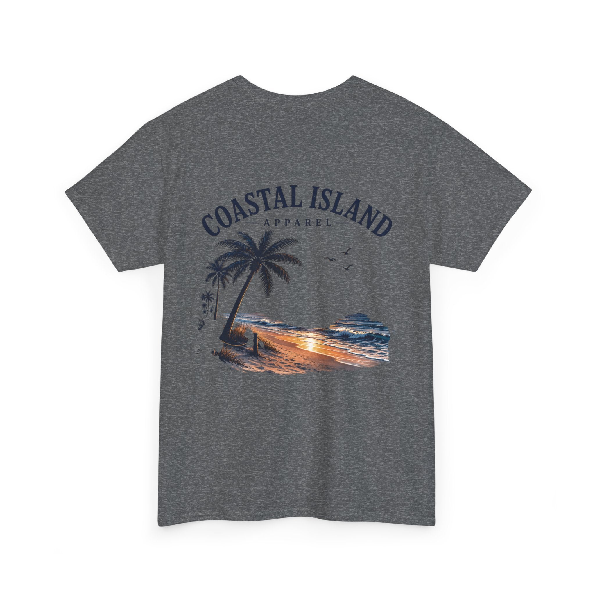 Coastal Island Sunset Beach T-Shirt | Palm Tree Ocean Graphic Tee