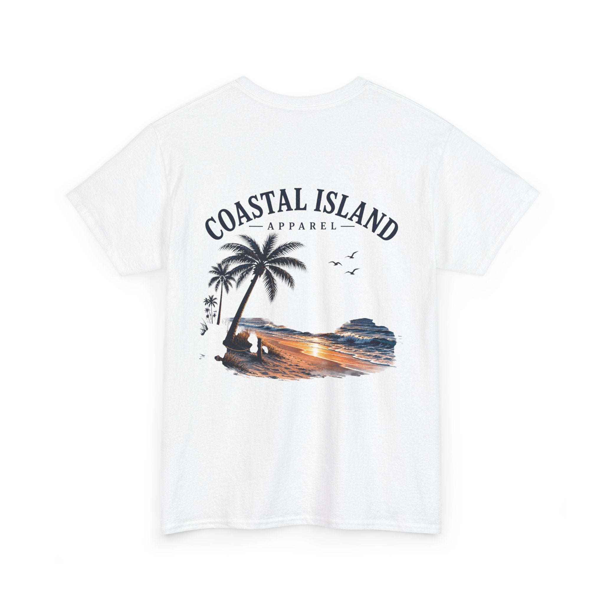 Coastal Island Sunset Beach T-Shirt | Palm Tree Ocean Graphic Tee