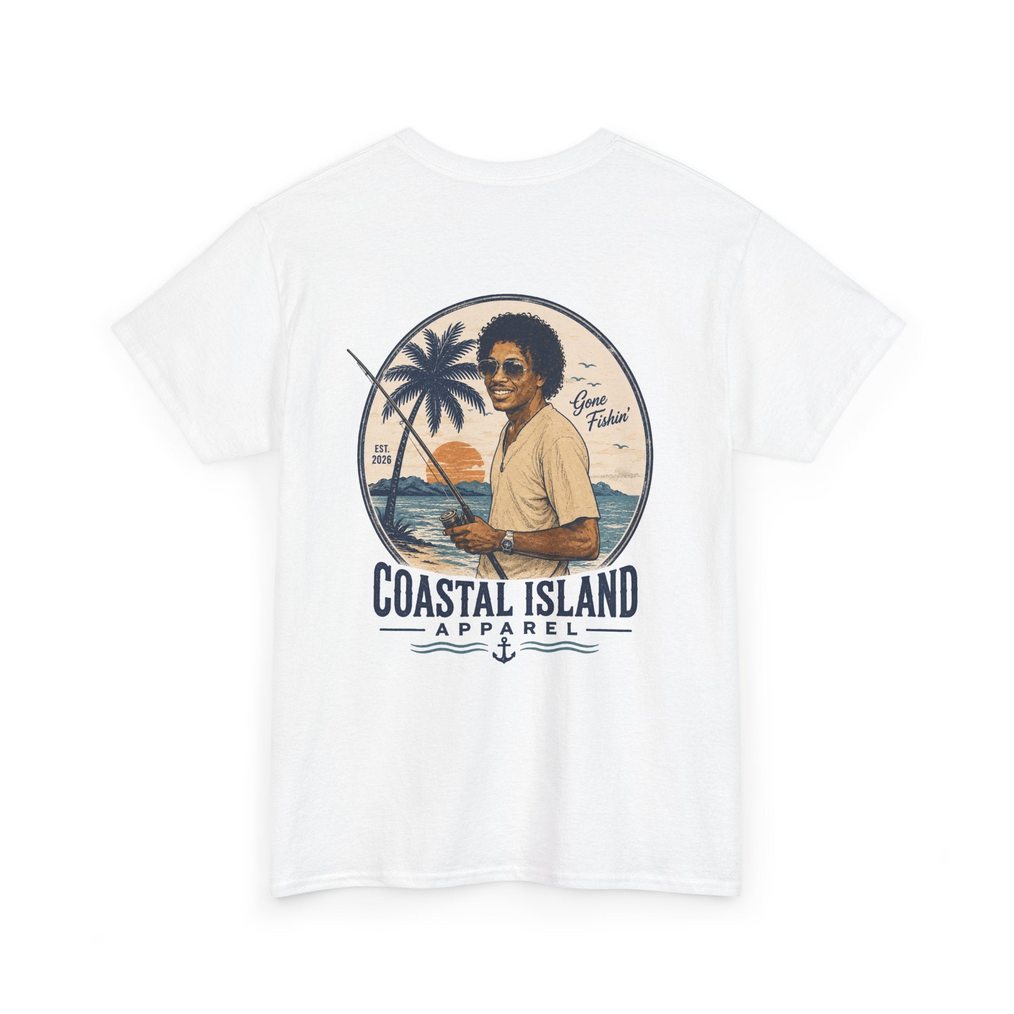 Coastal Island Tee — Vintage Sunset Palm Graphic T-Shirt