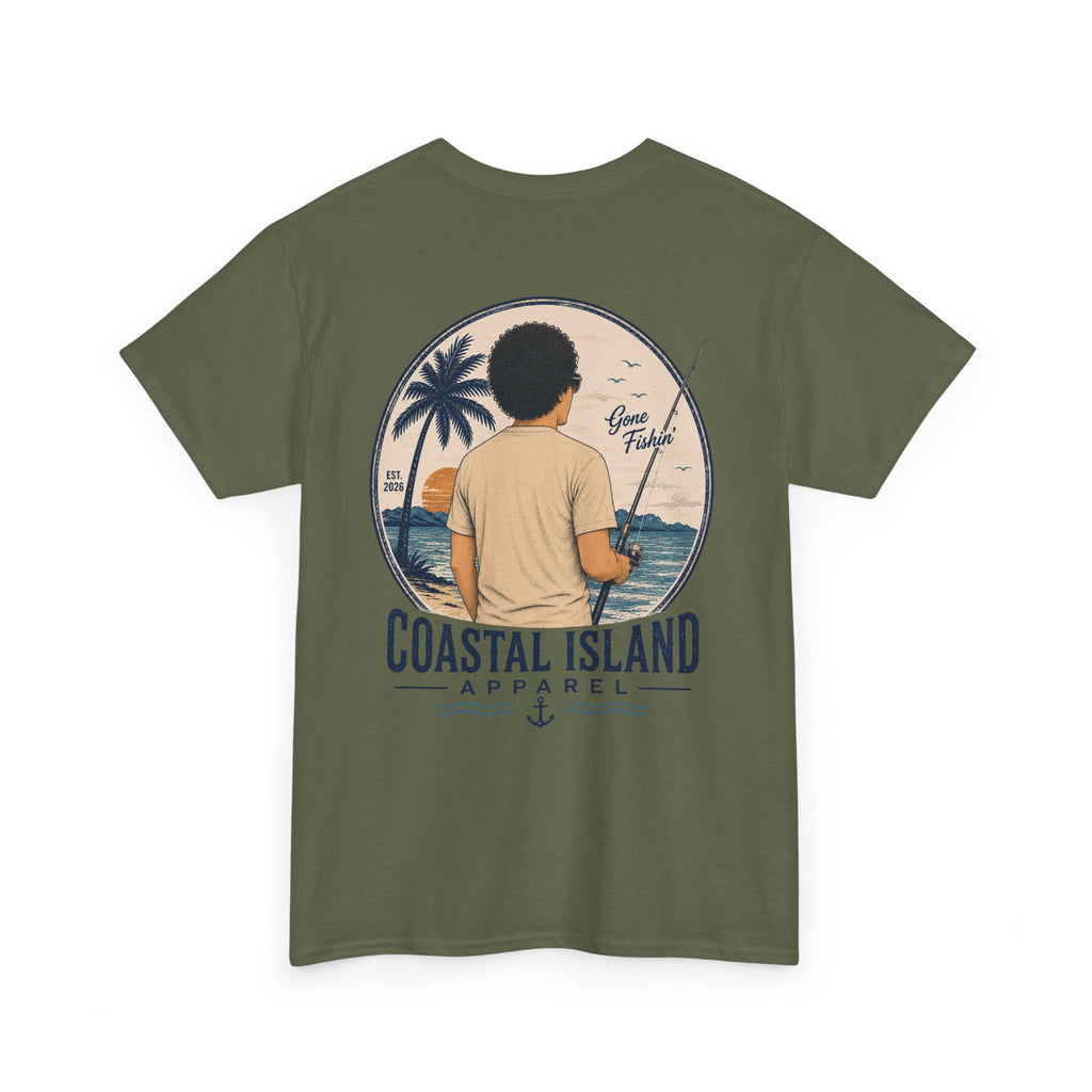 Unisex Heavy Cotton Tee- Guy Fishing