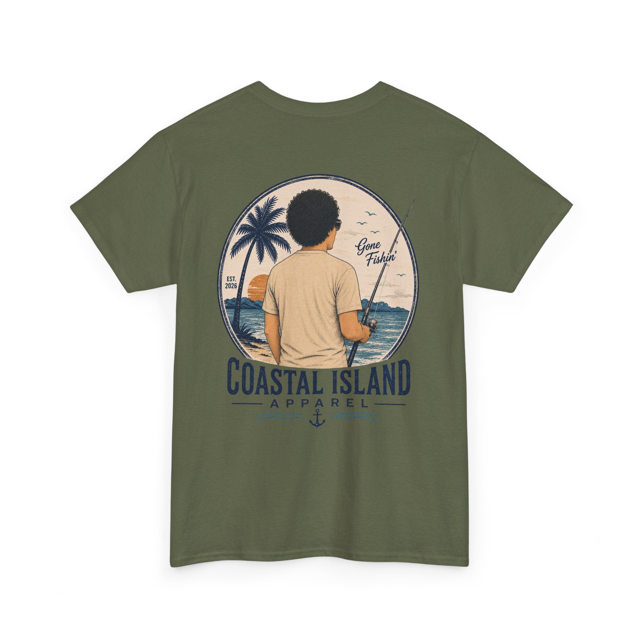Unisex Heavy Cotton Tee- Guy Fishing
