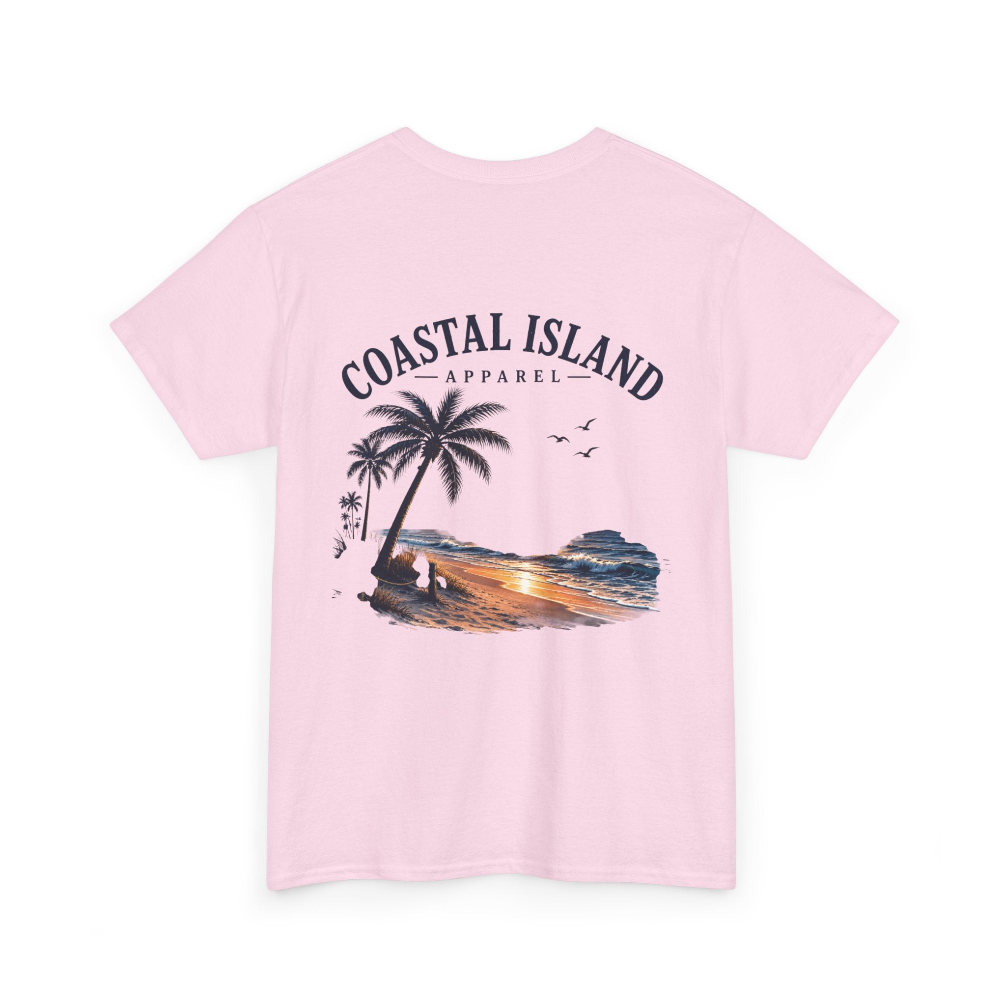 Coastal Island Sunset Beach T-Shirt | Palm Tree Ocean Graphic Tee