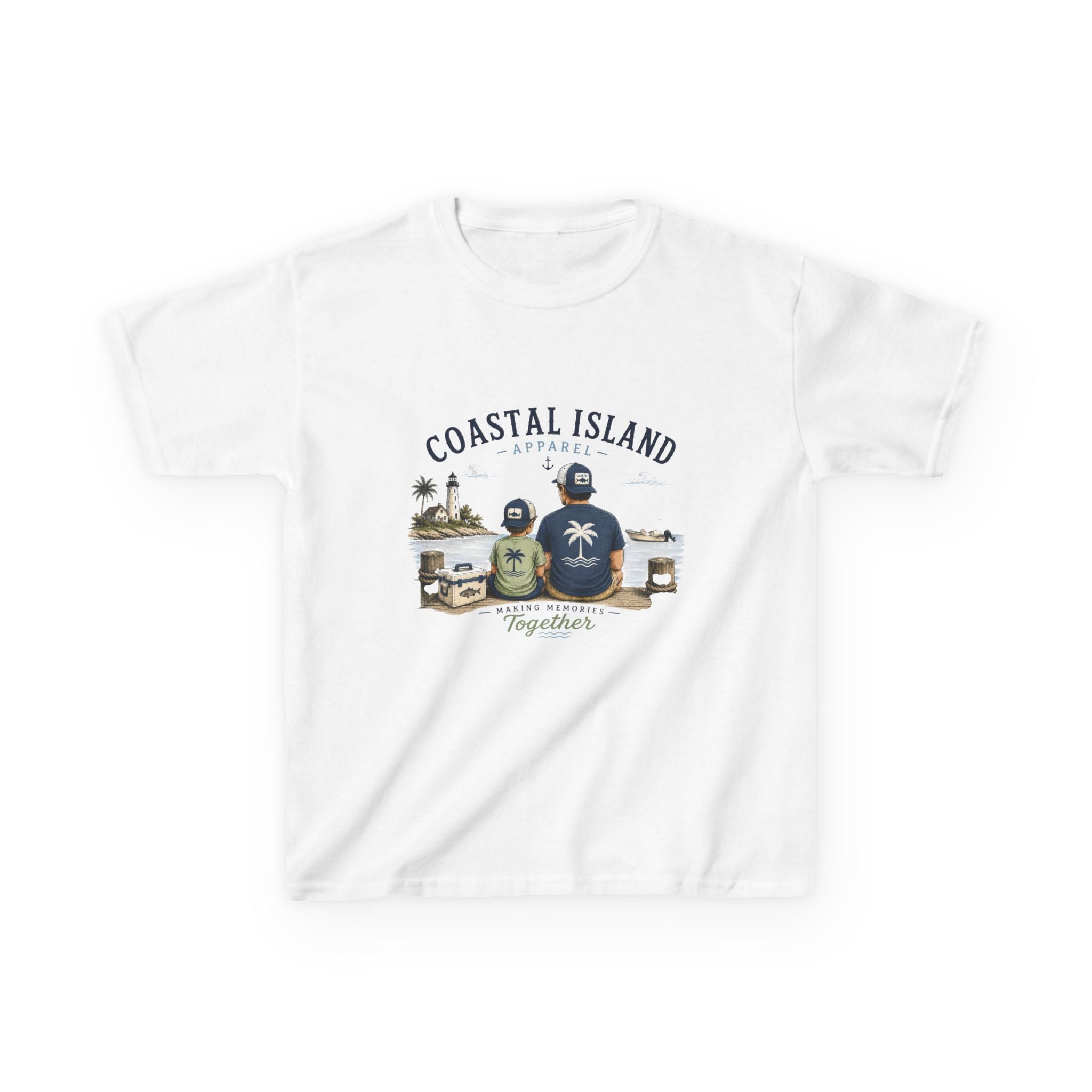 Kids Tee — "Coastal Island" Dad and Son Beach Graphic