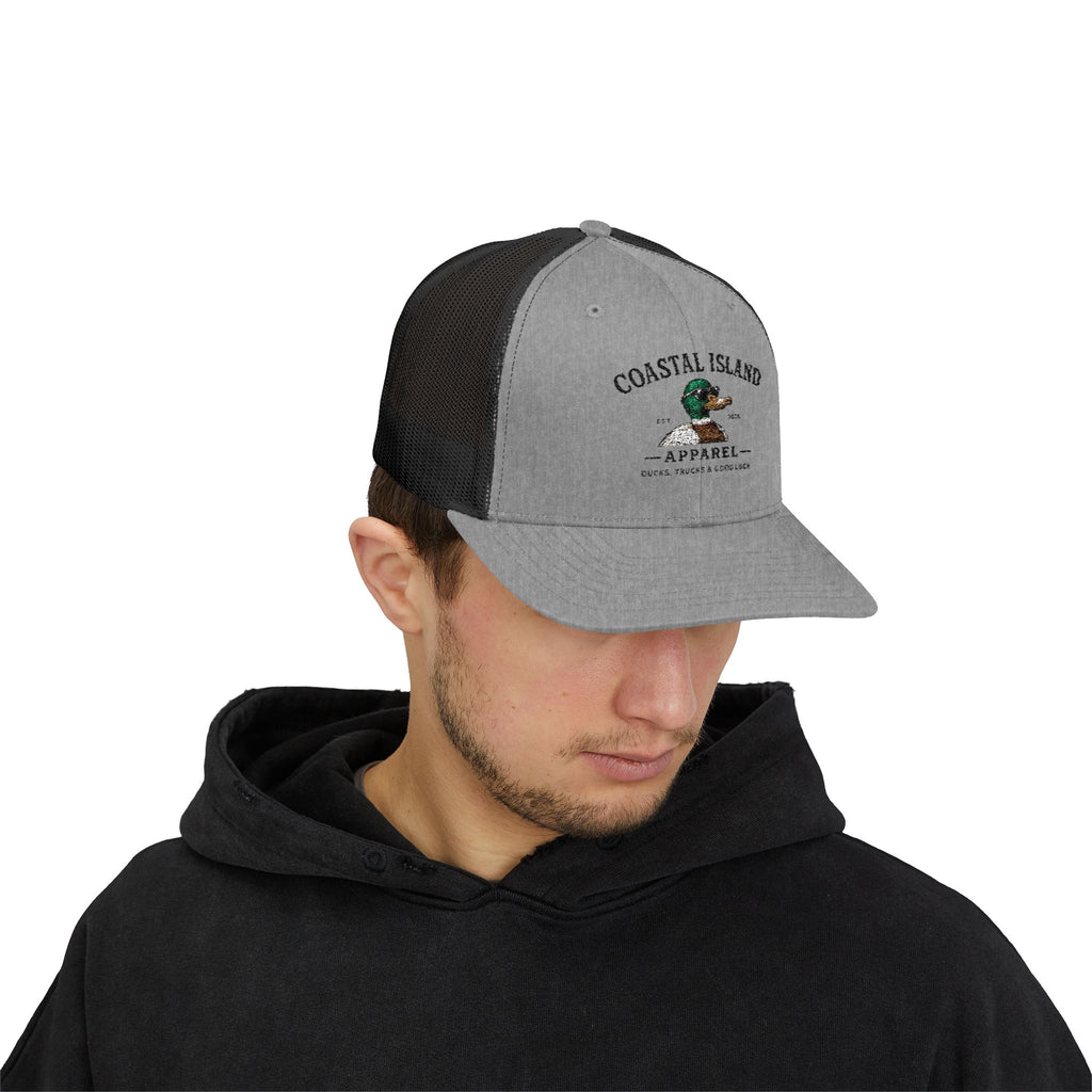 Coastal Island Trucker Cap — Vintage Duck Logo Snapback Hat
