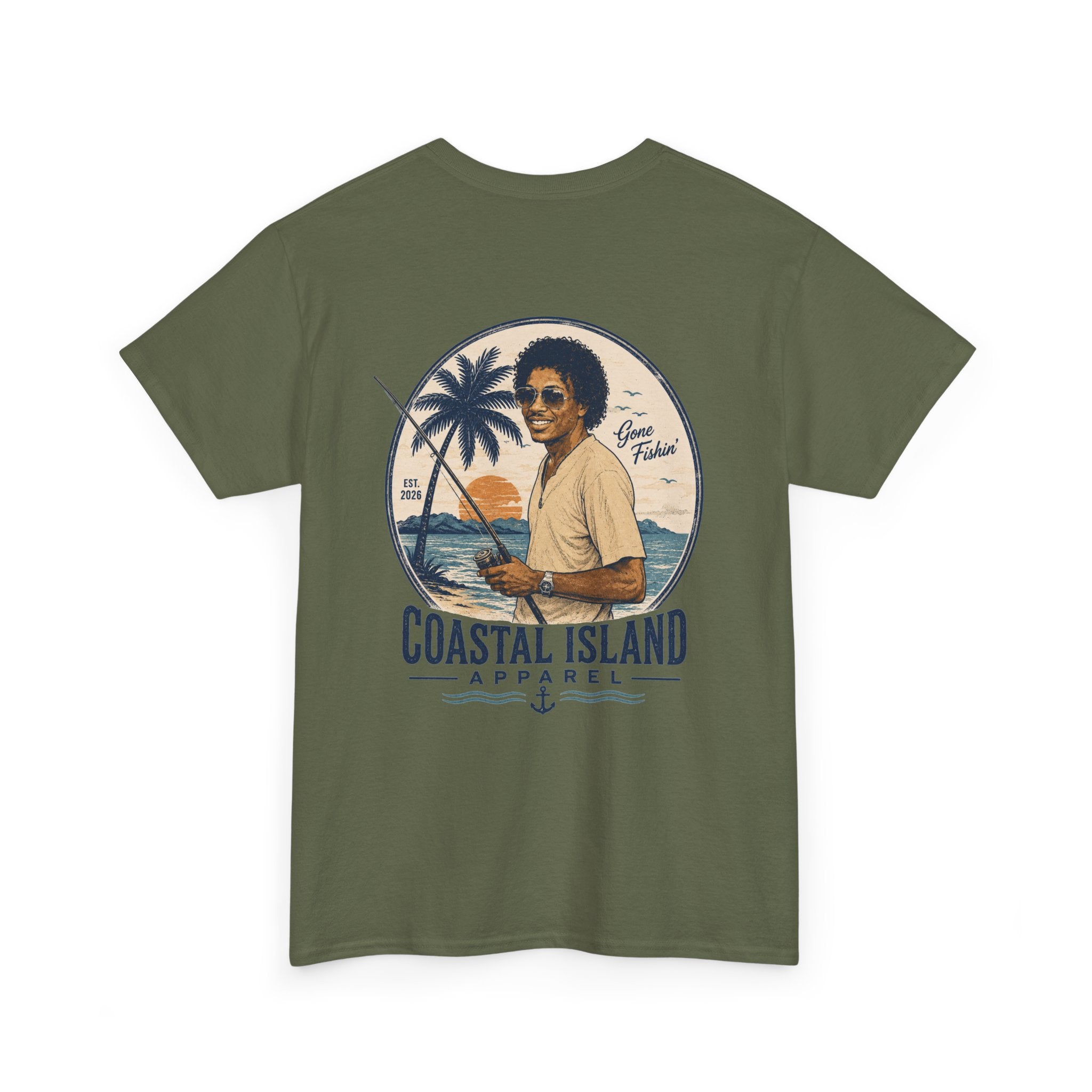 Coastal Island Tee — Vintage Sunset Palm Graphic T-Shirt