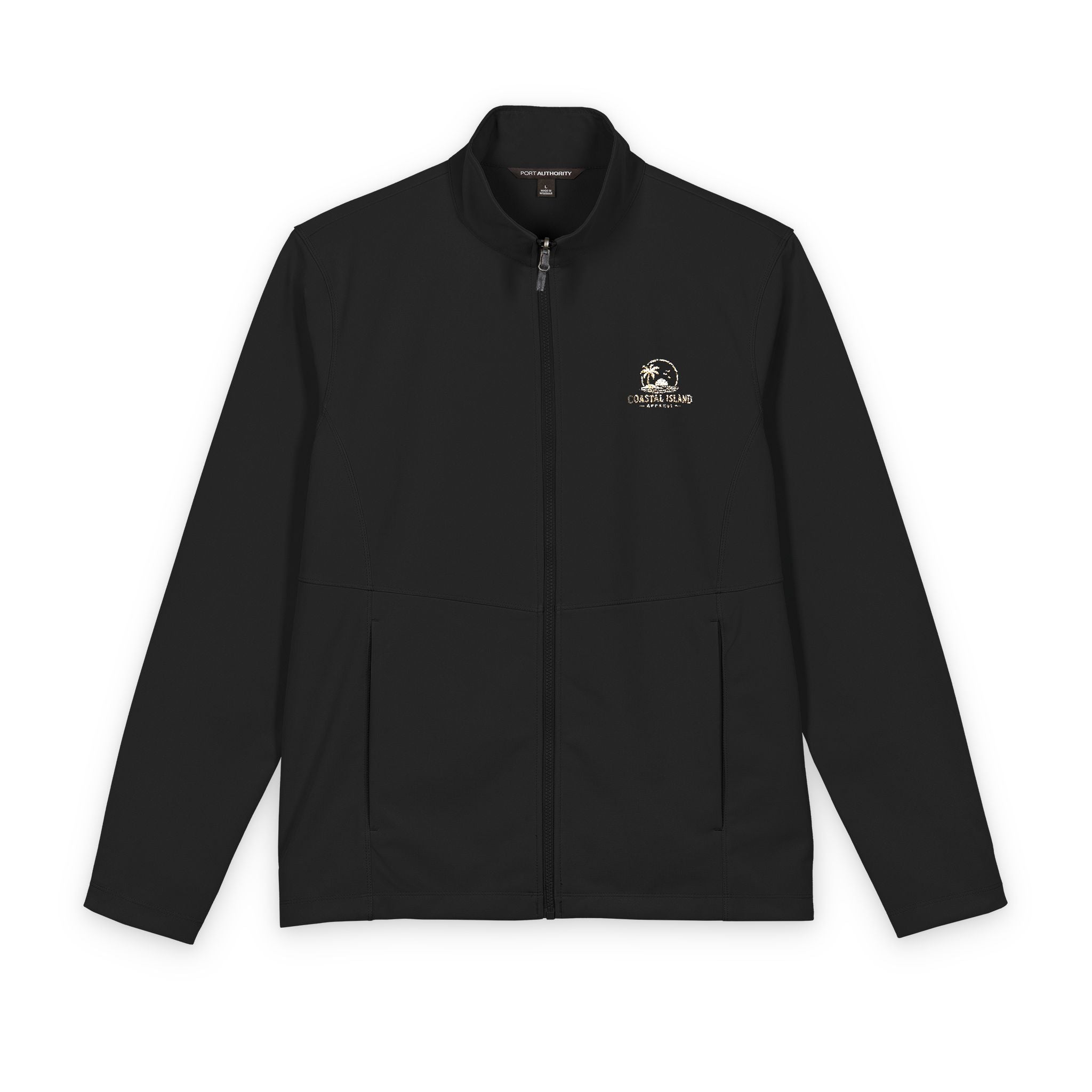 Men's Soft Shell Jacket with Small Chest Logo — Lightweight Water-Resistant Outerwear