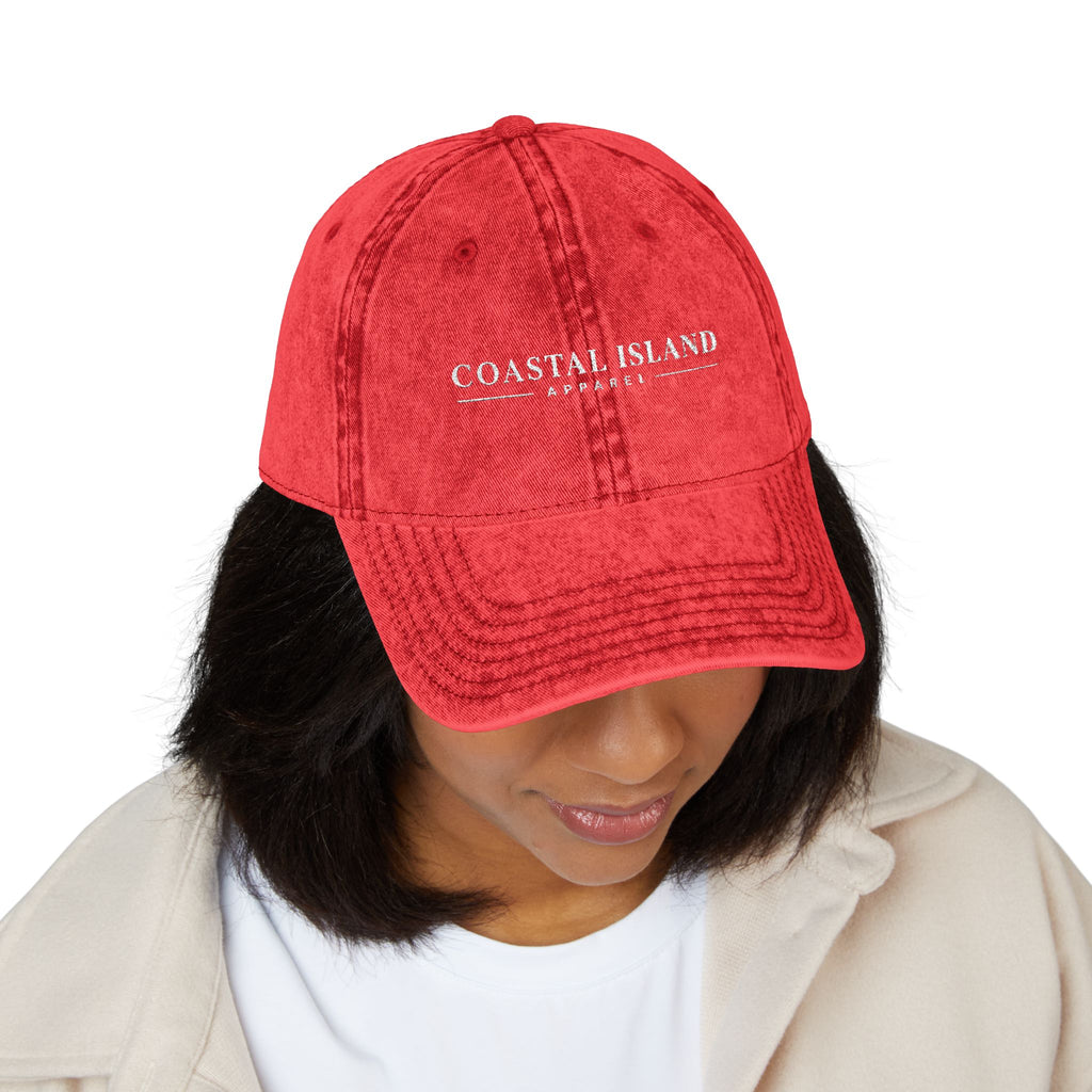 Vintage Embroidered Cap — "Coastal Island" Washed Dad Hat