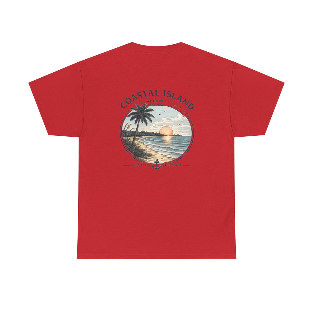Coastal Island Sunset Tee — Beach Palm Tree Graphic T-Shirt
