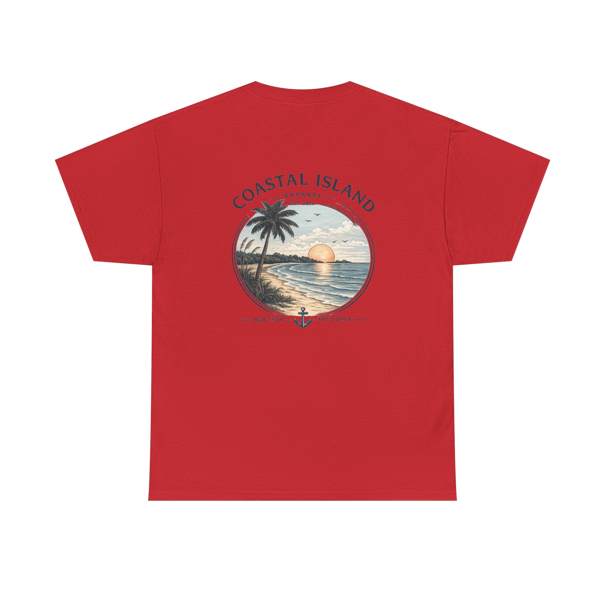 Coastal Island Sunset Tee — Beach Palm Tree Graphic T-Shirt