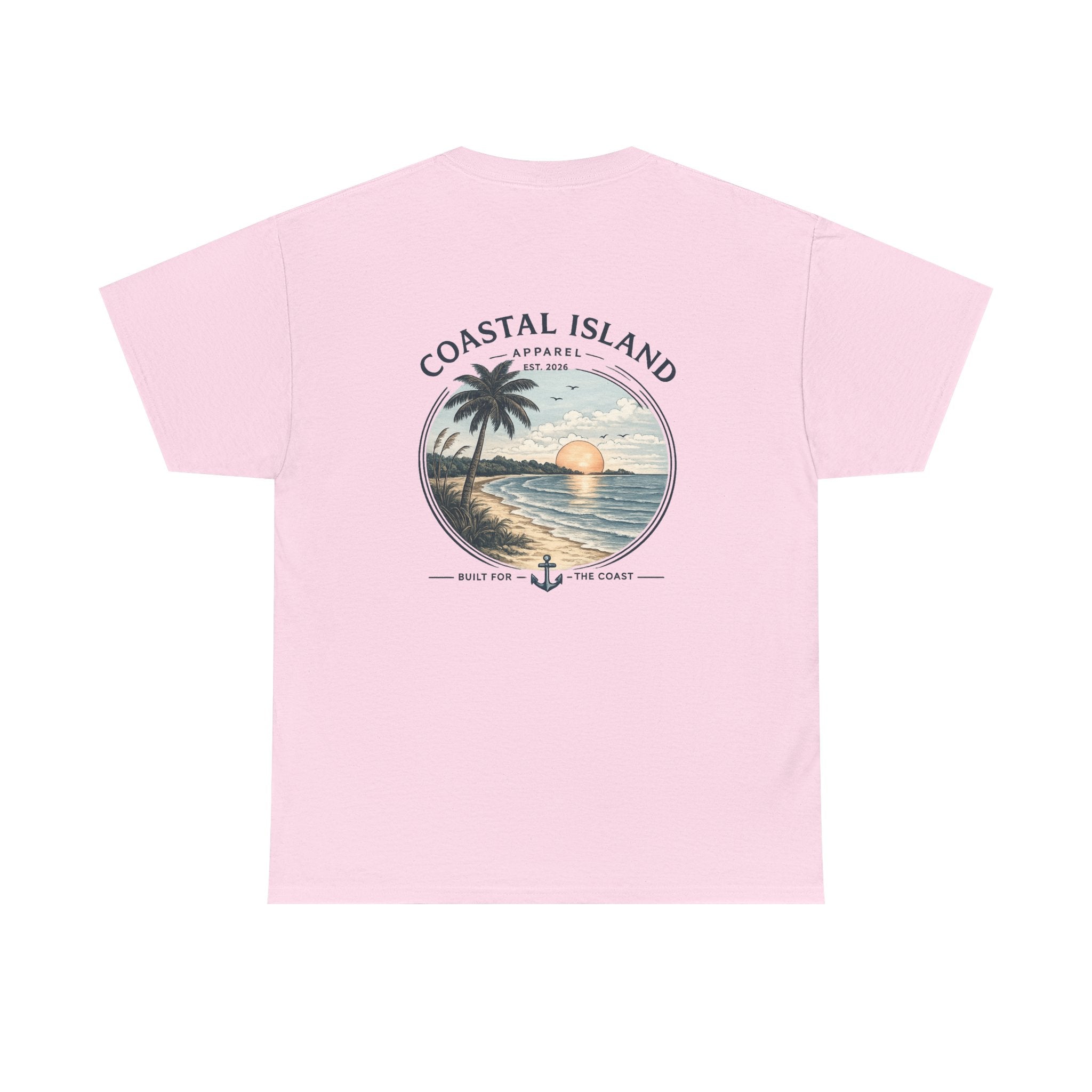 Coastal Island Sunset Tee — Beach Palm Tree Graphic T-Shirt
