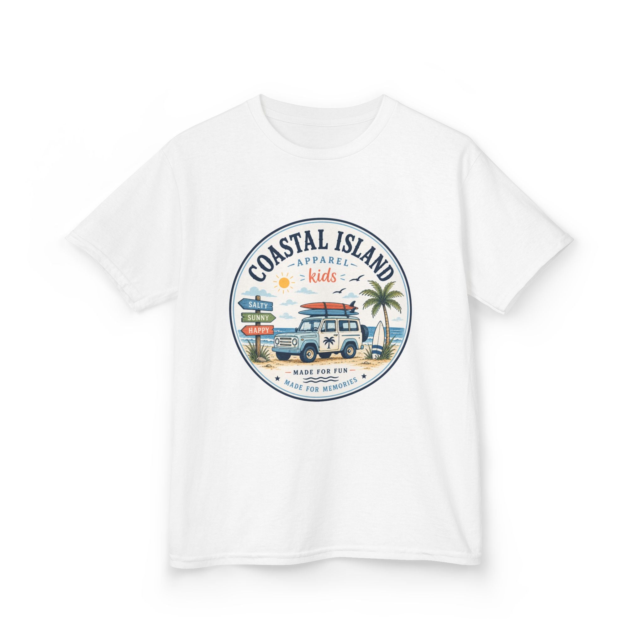 Coastal Island Kids Tee — Vintage Beach Surf Van Graphic