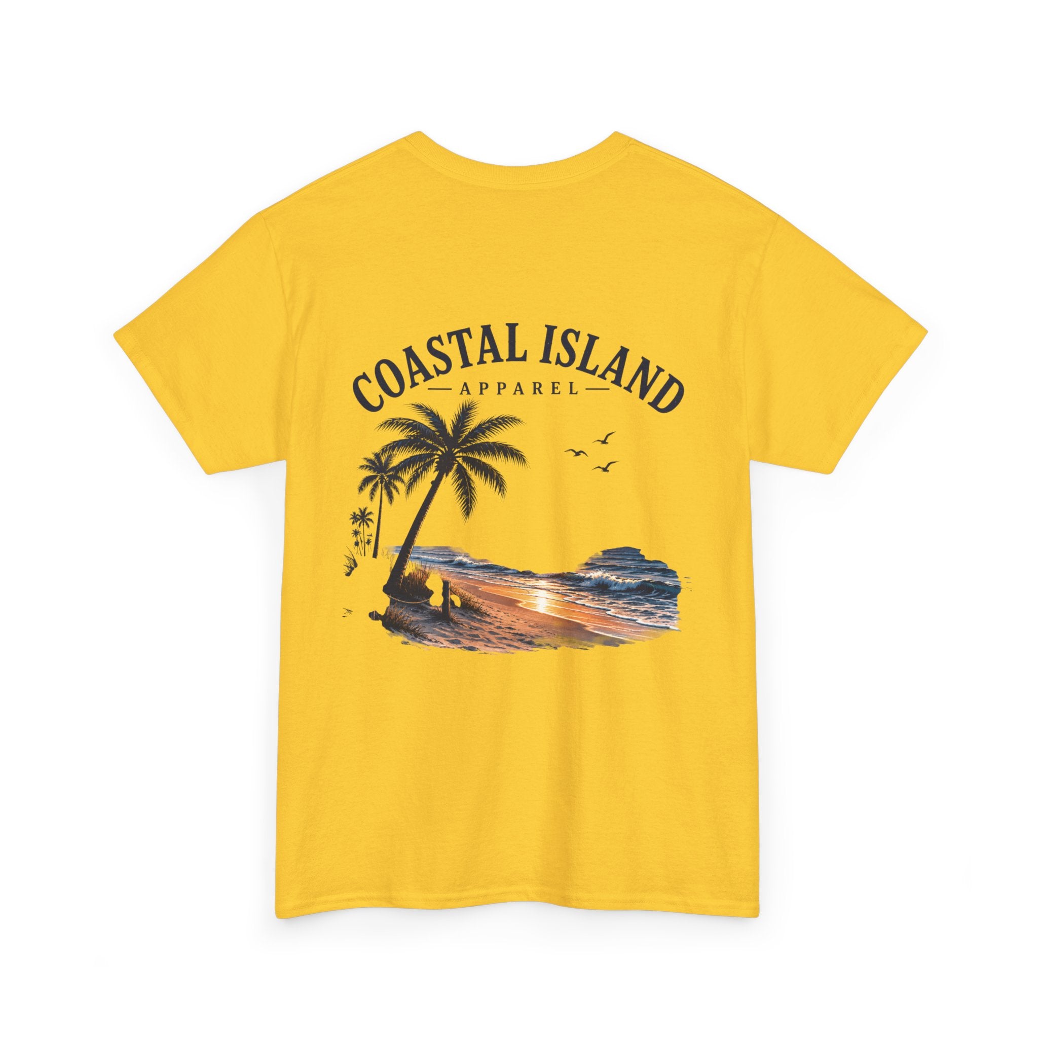 Coastal Island Sunset Beach T-Shirt | Palm Tree Ocean Graphic Tee