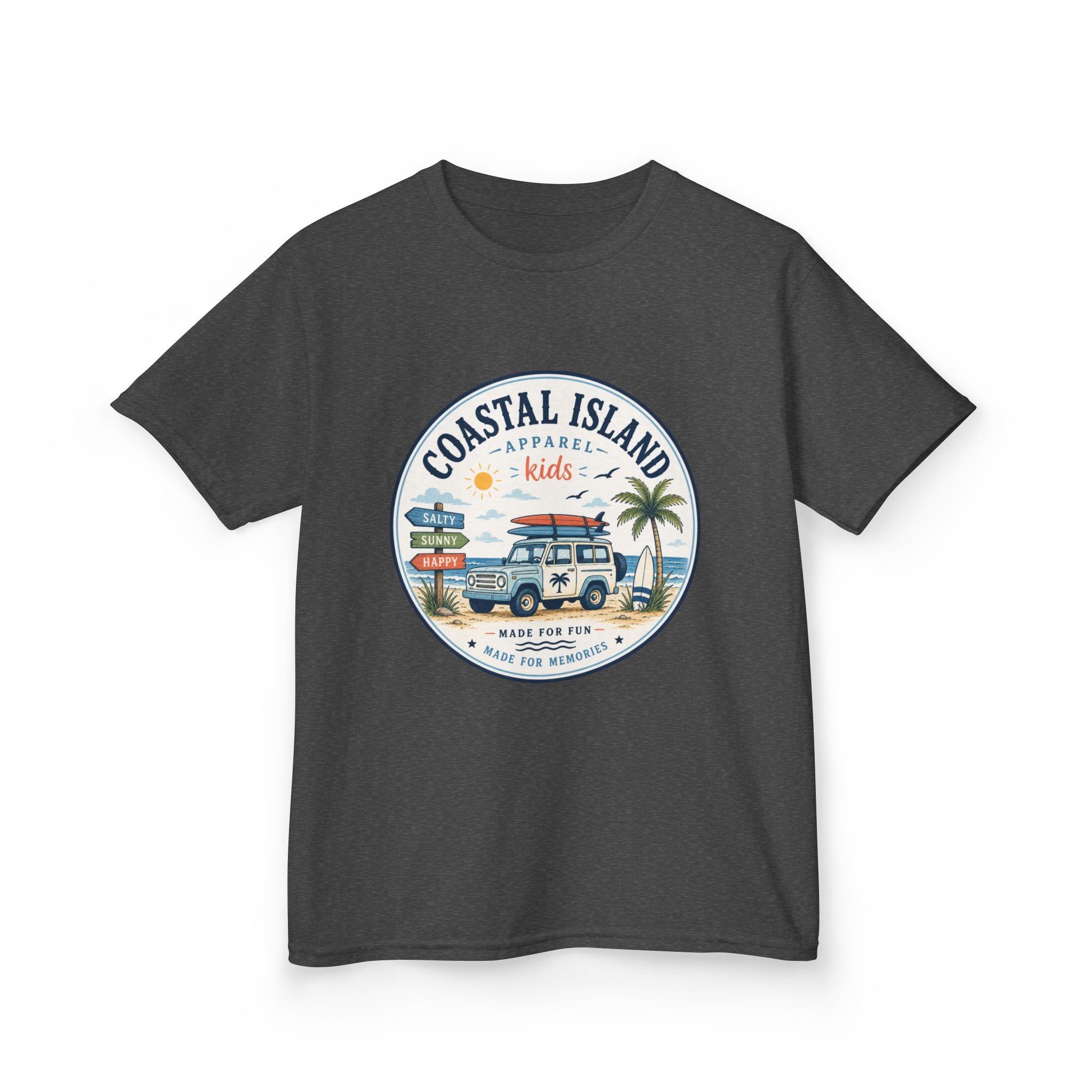 Coastal Island Kids Tee — Vintage Beach Surf Van Graphic