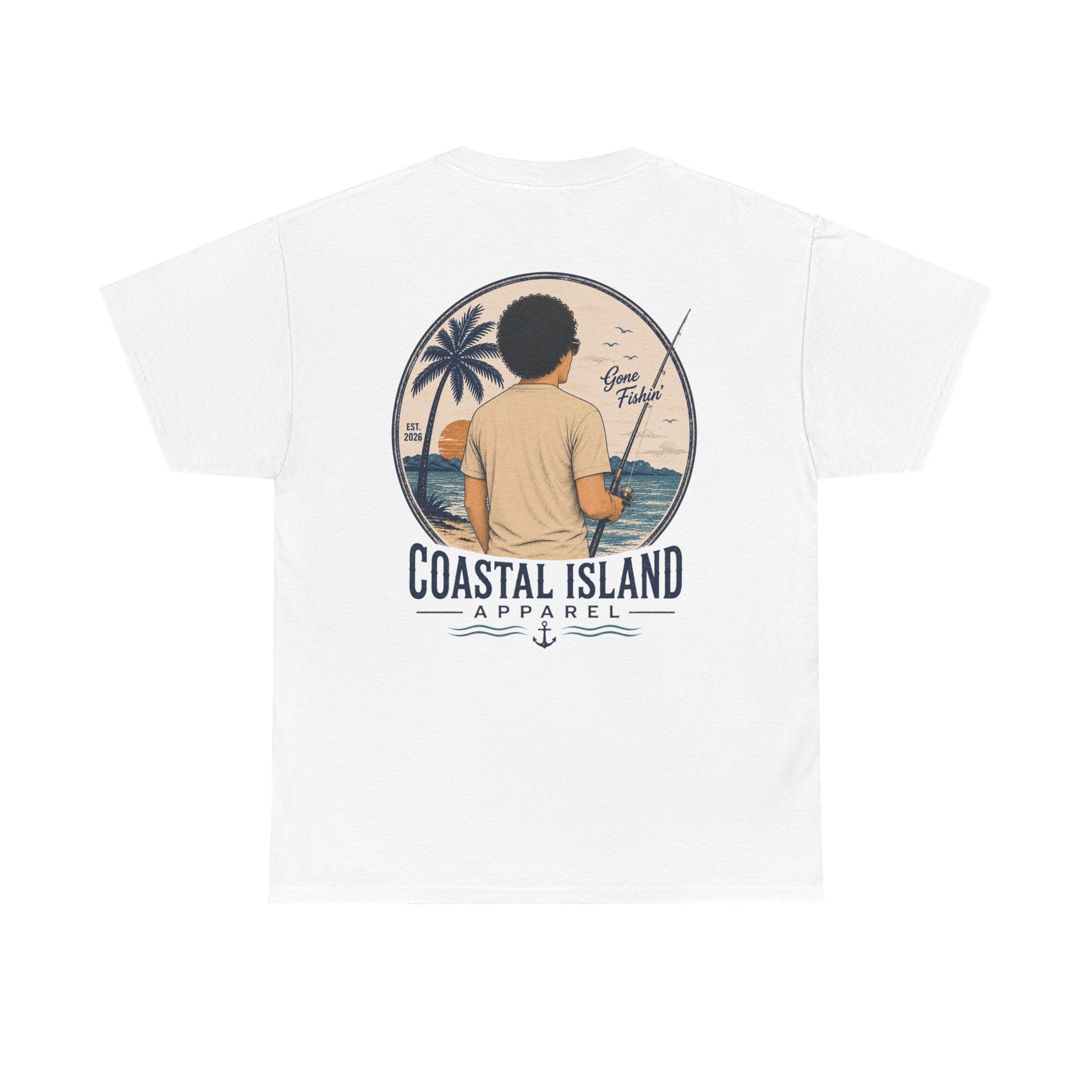 Unisex Heavy Cotton Tee- Guy Fishing