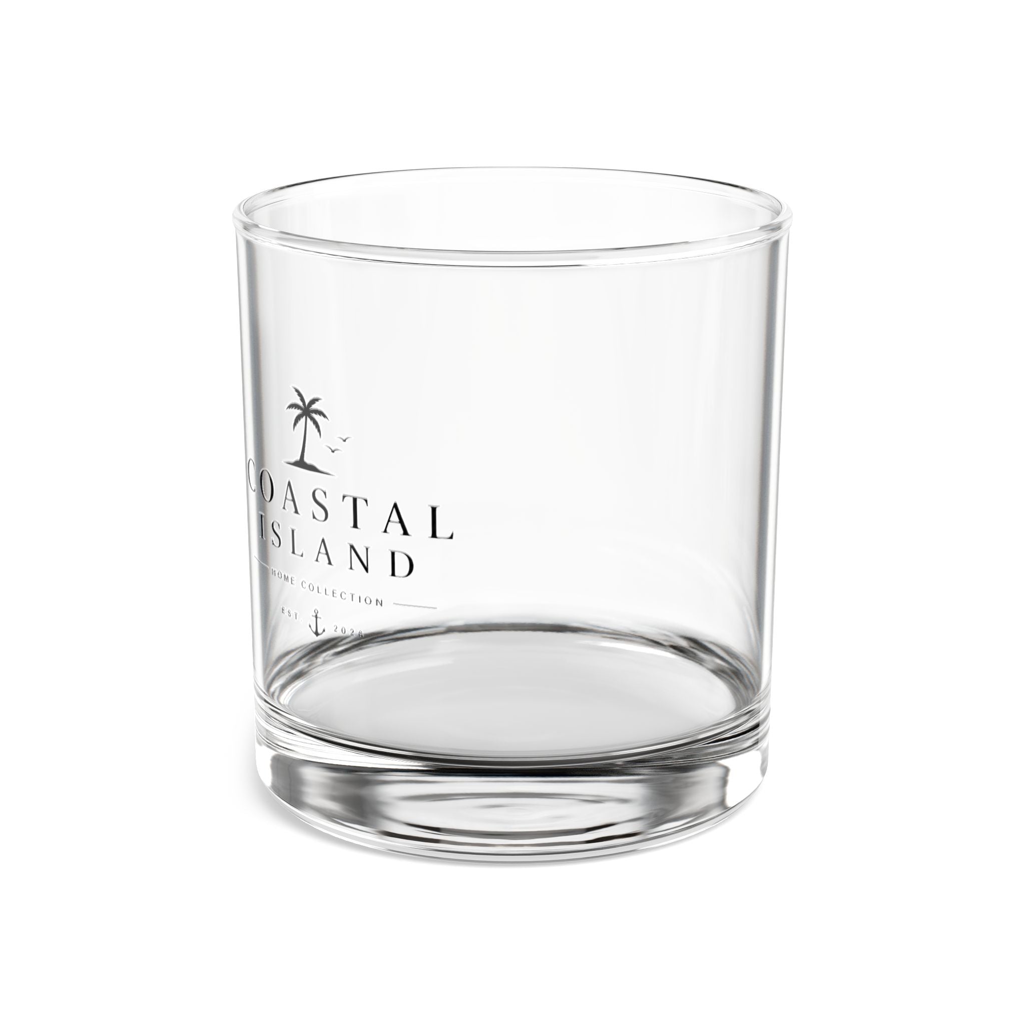 Coastal Island 10oz Rocks Glass — Palm Tree Logo Whiskey Tumbler