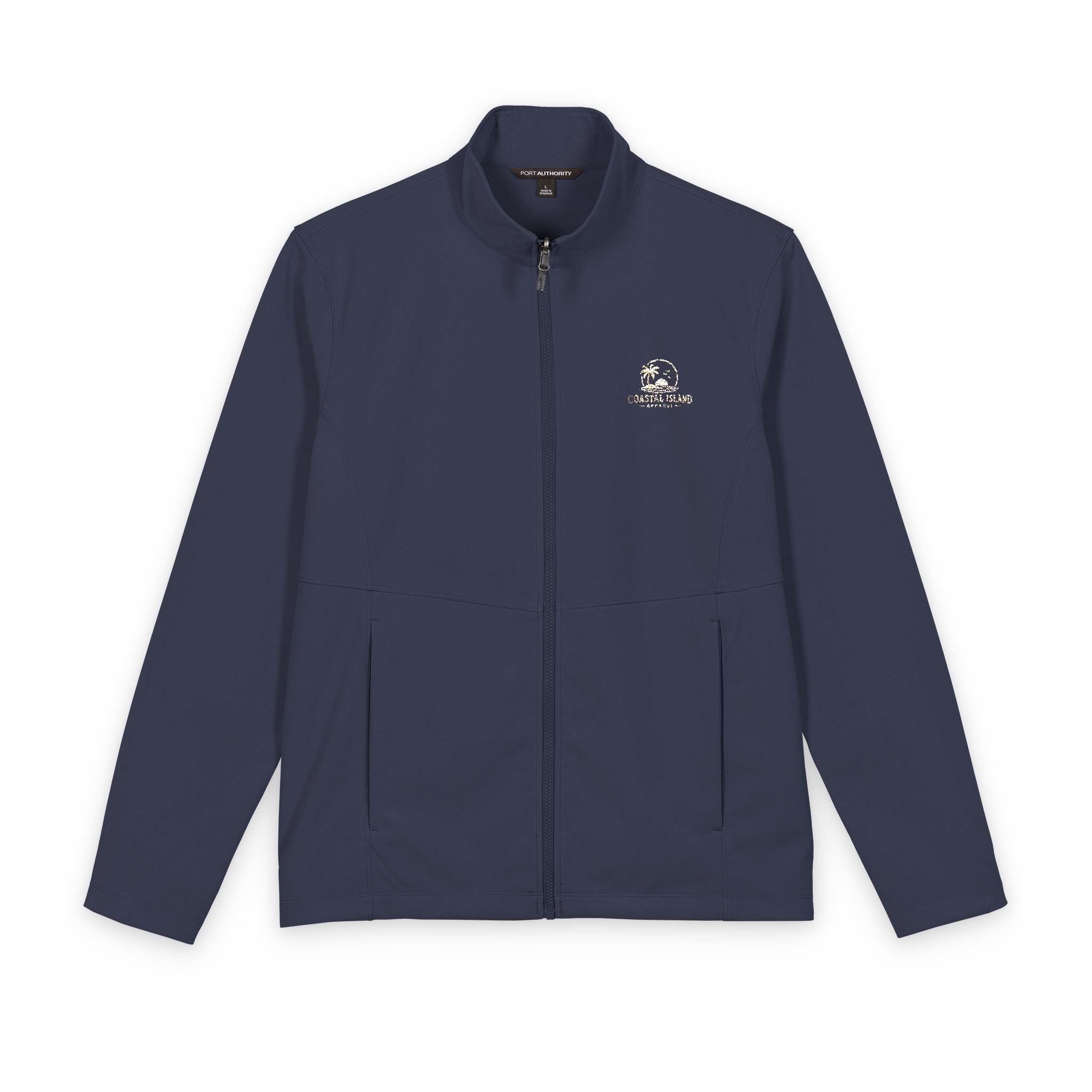 Men's Soft Shell Jacket with Small Chest Logo — Lightweight Water-Resistant Outerwear