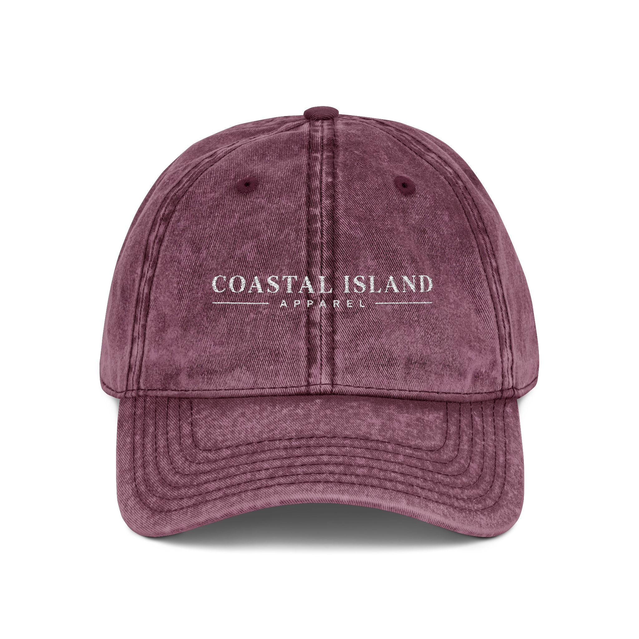 Vintage Embroidered Cap — "Coastal Island" Washed Dad Hat