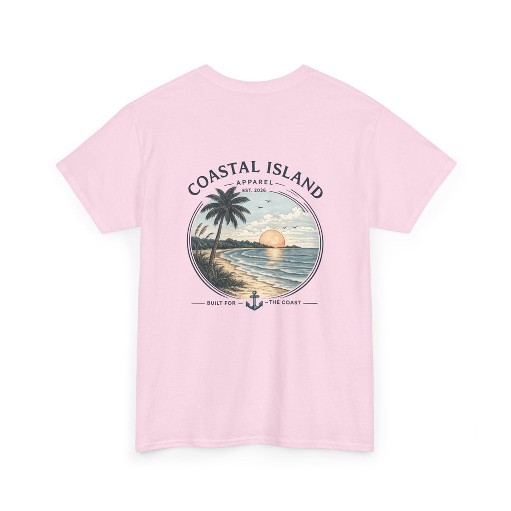 Coastal Island Sunset Tee — Beach Palm Tree Graphic T-Shirt