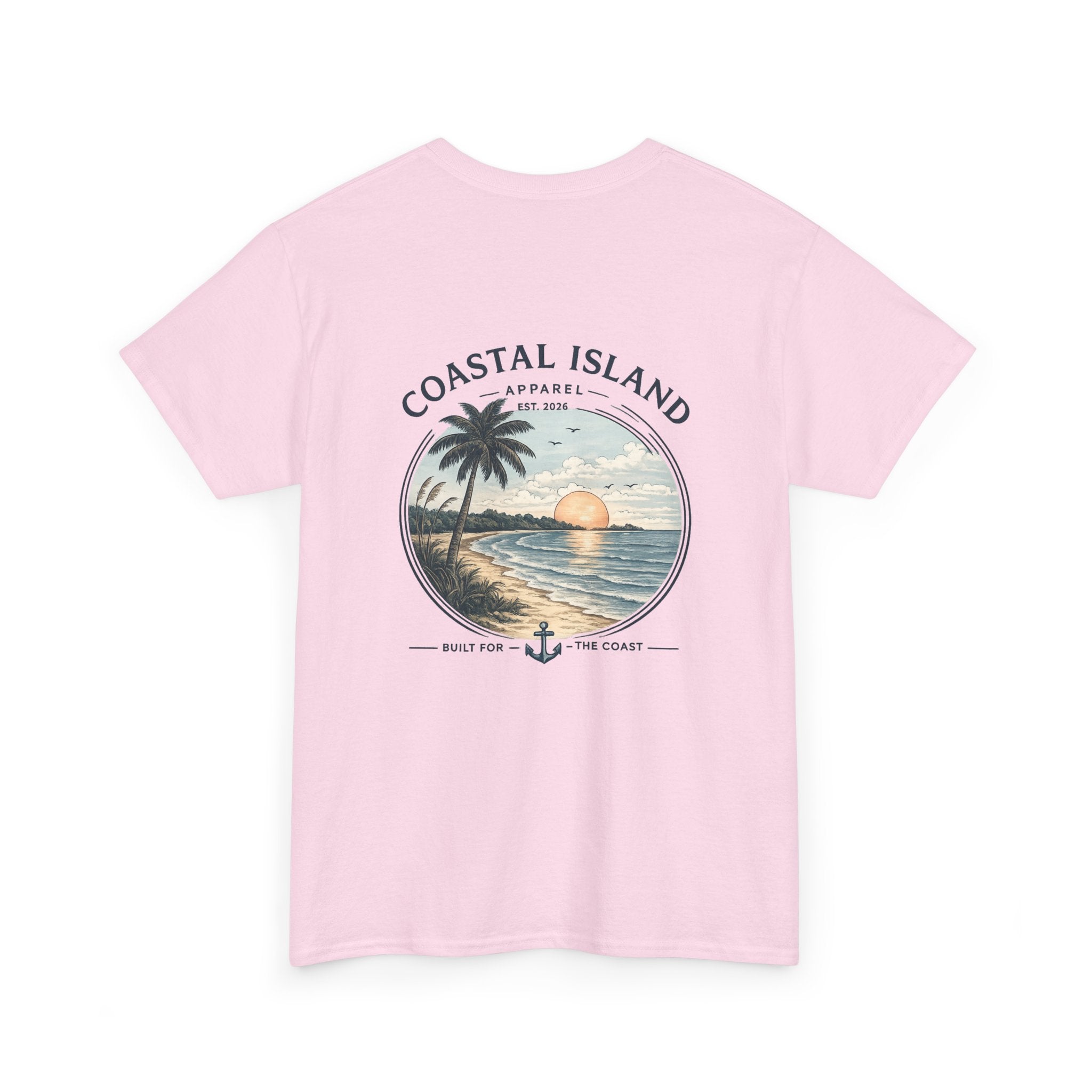 Coastal Island Sunset Tee — Beach Palm Tree Graphic T-Shirt
