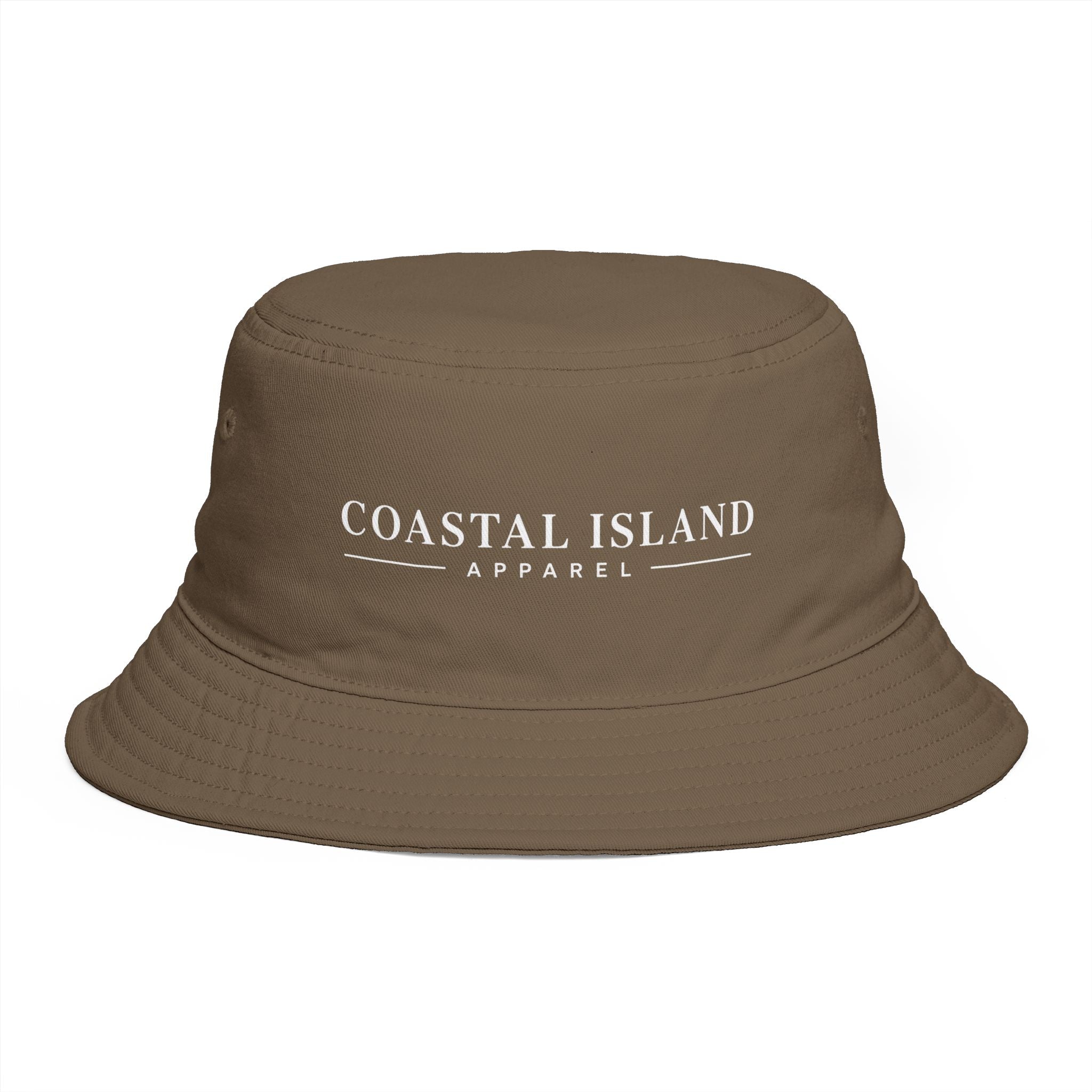Coastal Island Apparel Bucket Hat - Brown Embroidered Beach Sun Hat
