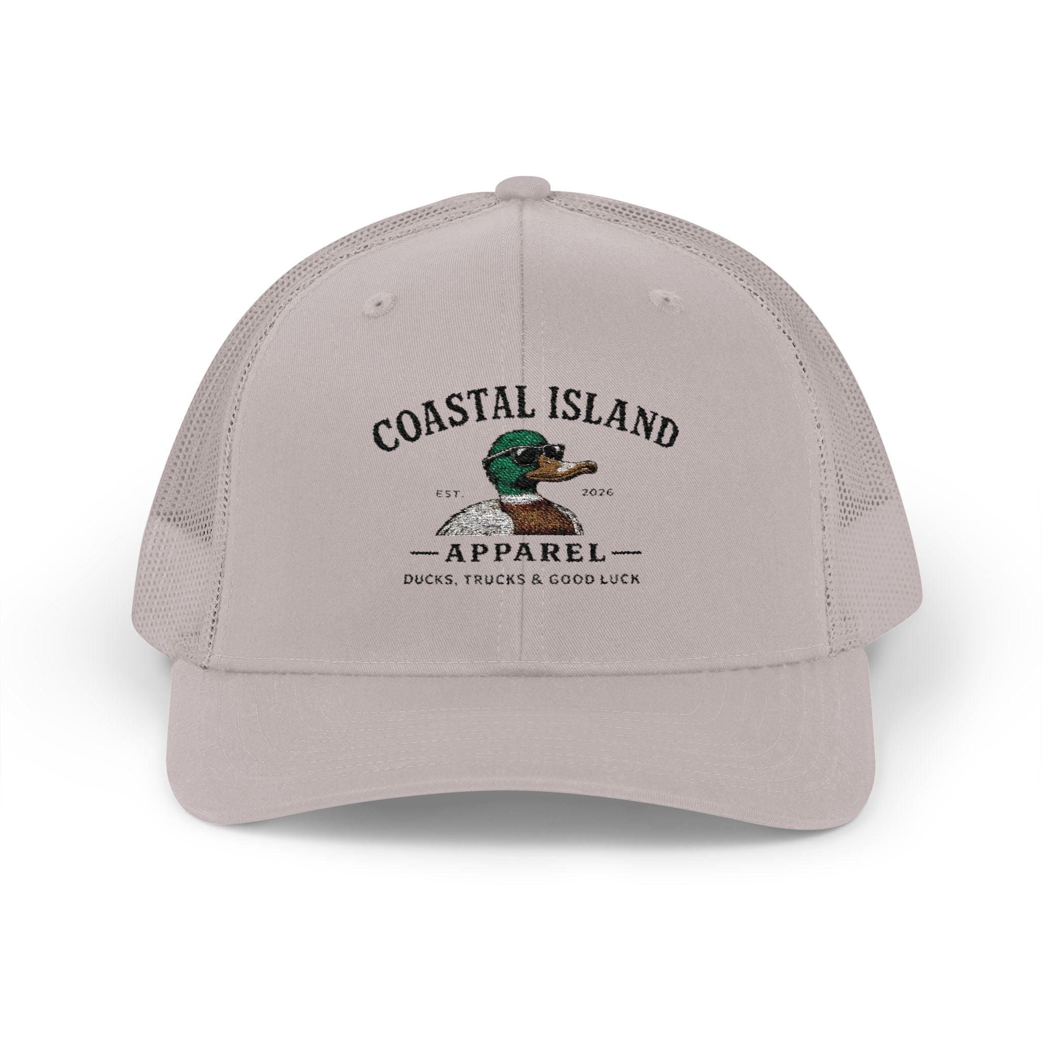 Coastal Island Trucker Cap — Vintage Duck Logo Snapback Hat