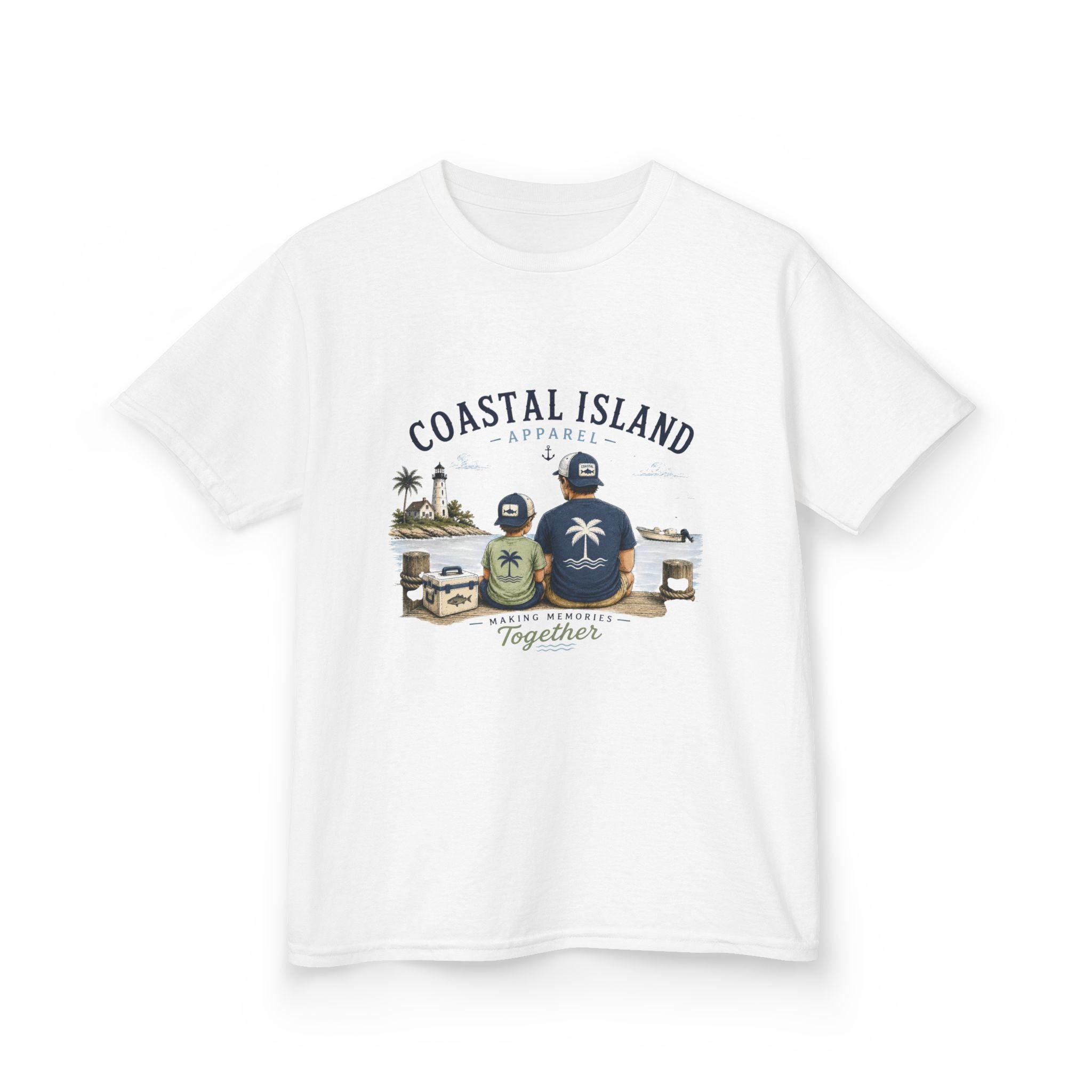 Kids Tee — "Coastal Island" Dad and Son Beach Graphic