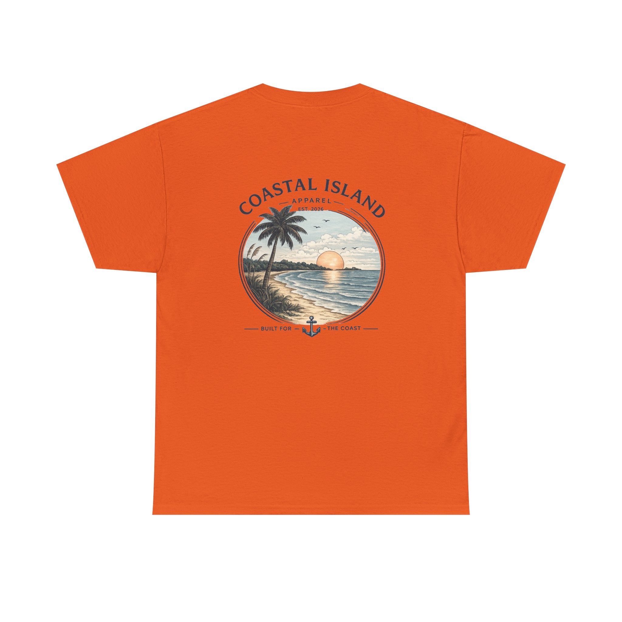 Coastal Island Sunset Tee — Beach Palm Tree Graphic T-Shirt