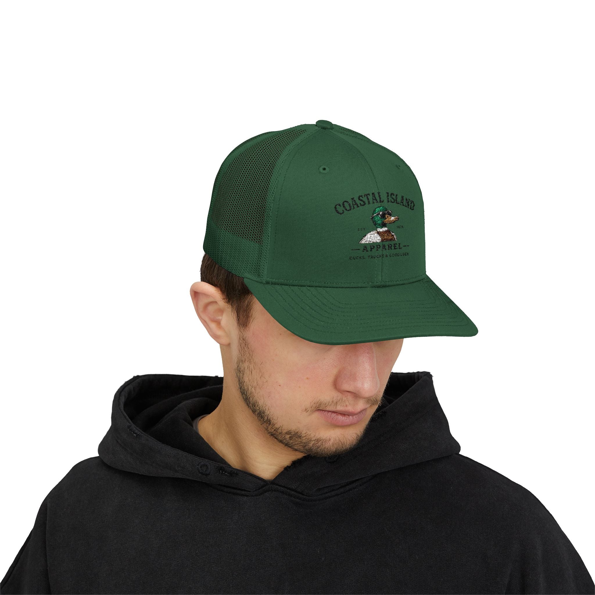 Coastal Island Trucker Cap — Vintage Duck Logo Snapback Hat