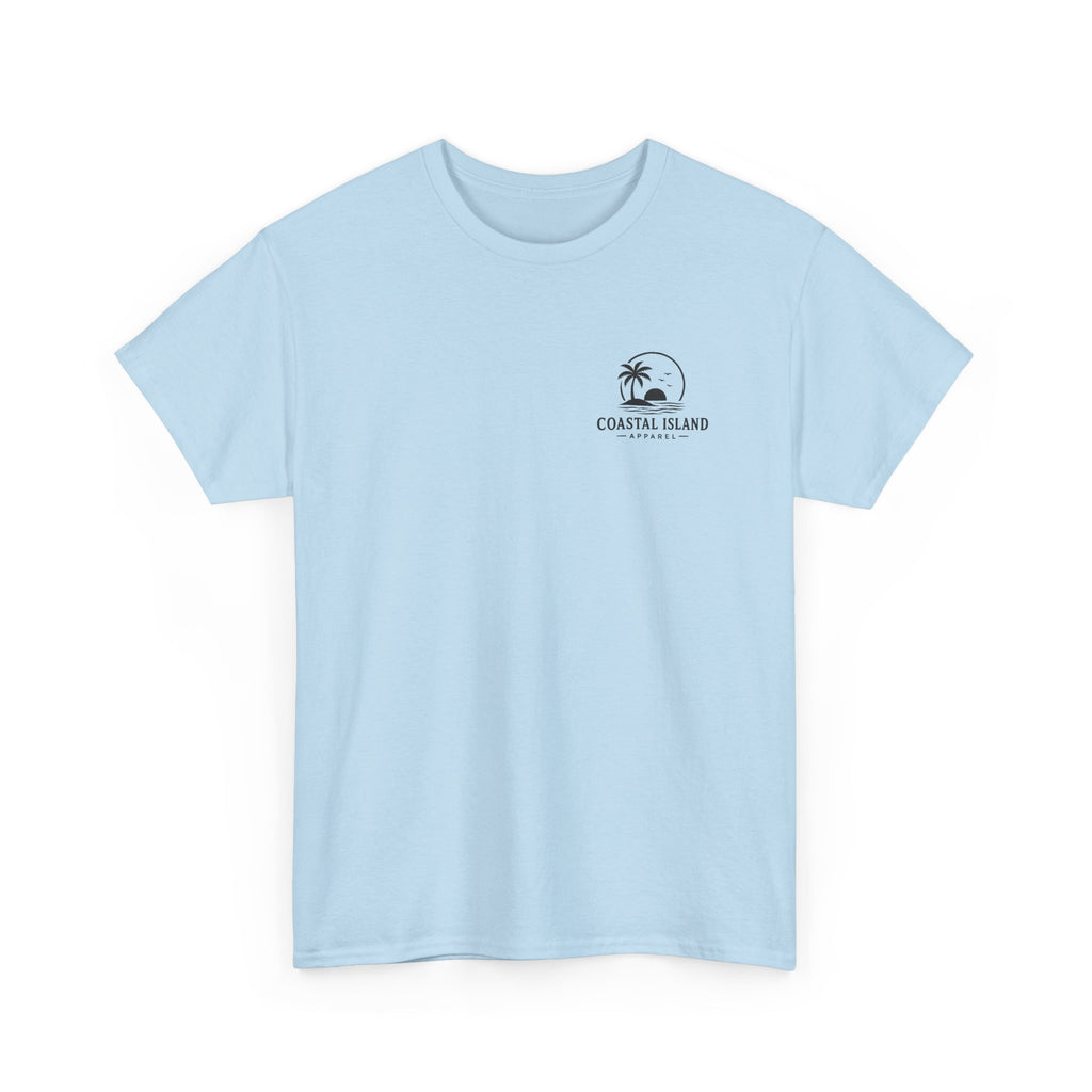Coastal Island Sunset Tee — Beach Palm Tree Graphic T-Shirt