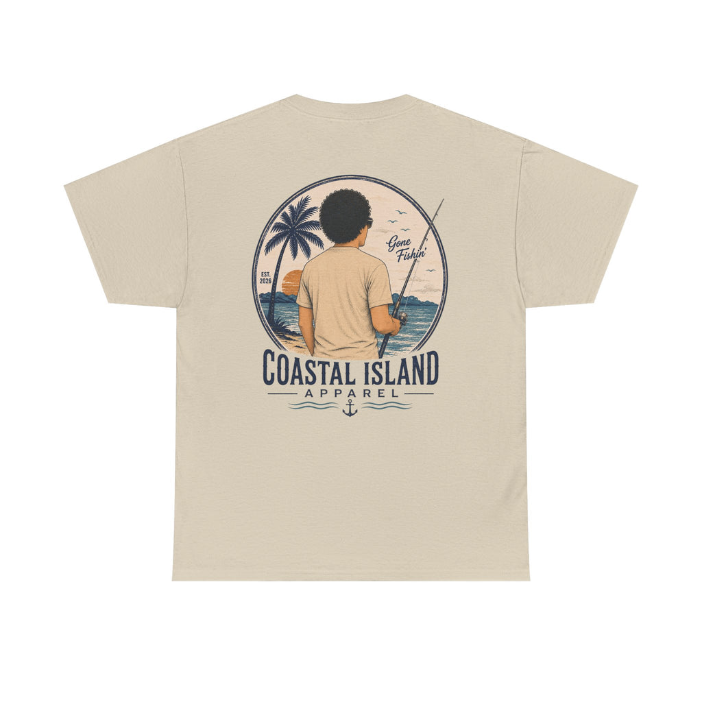 Unisex Heavy Cotton Tee- Guy Fishing