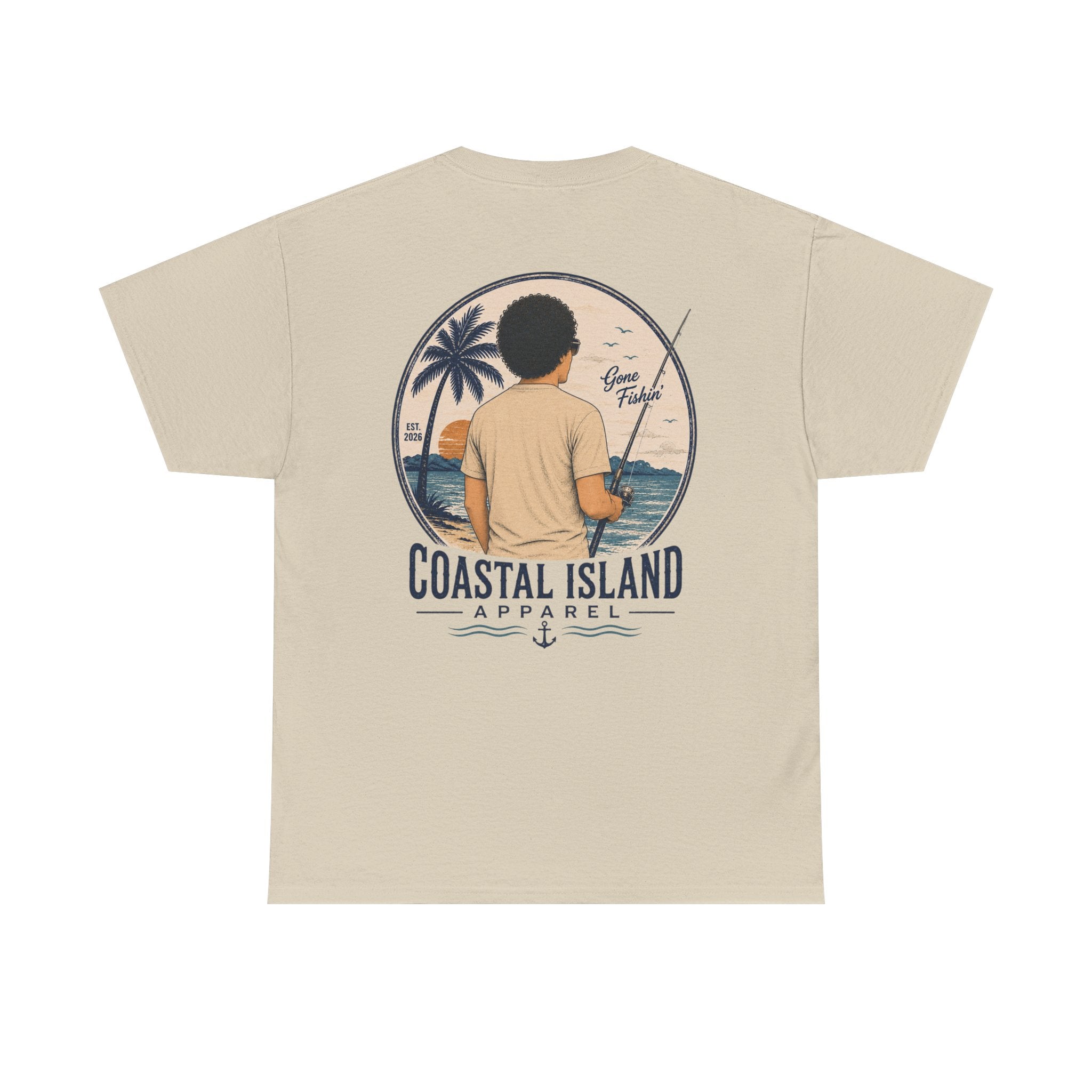 Unisex Heavy Cotton Tee- Guy Fishing