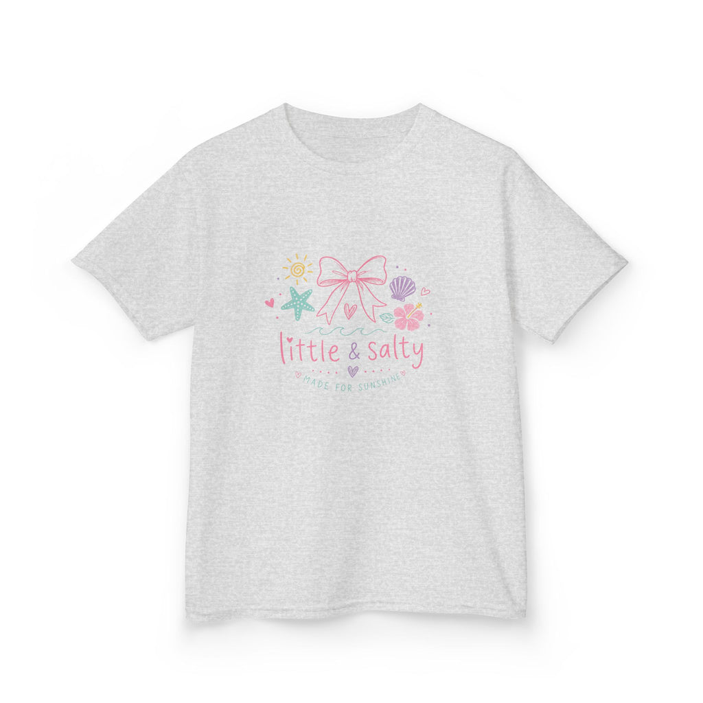 Girl's Tee — "Little & Salty" Pastel Seashells Graphic