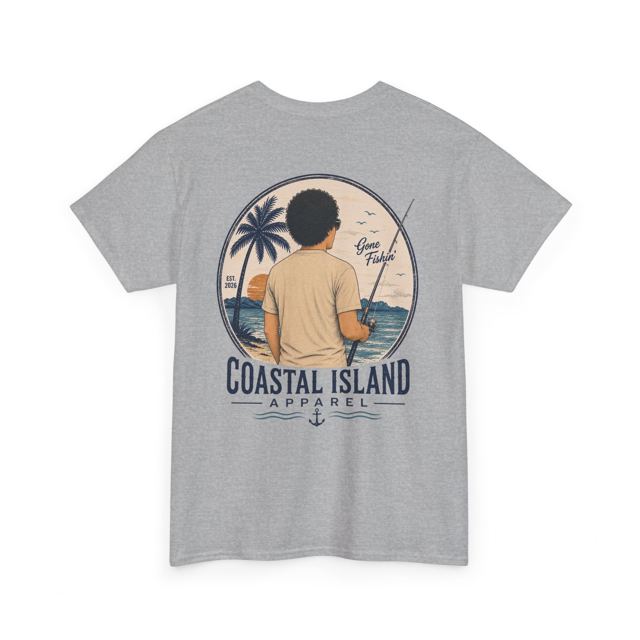 Unisex Heavy Cotton Tee- Guy Fishing