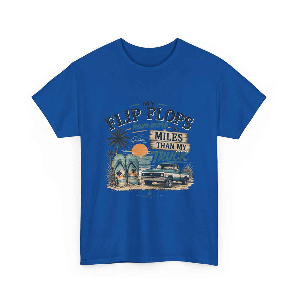 Flip Flops Have More Miles Than My Truck Graphic Tee — Beach Vintage Truck T-Shirt