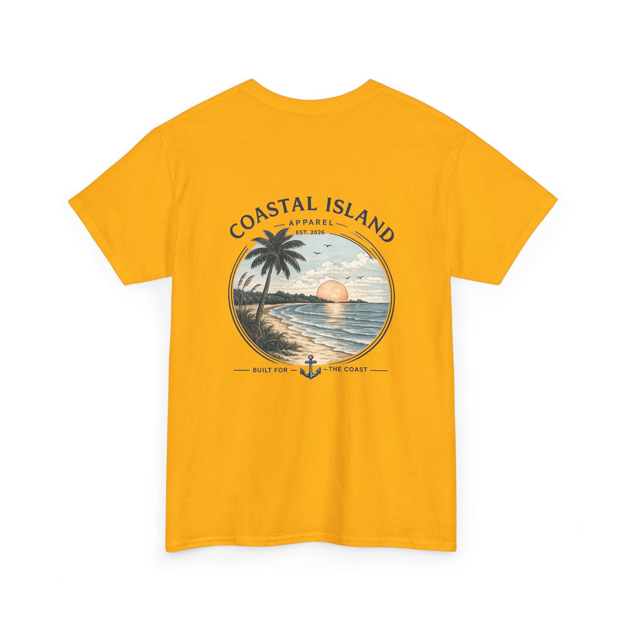 Coastal Island Sunset Tee — Beach Palm Tree Graphic T-Shirt