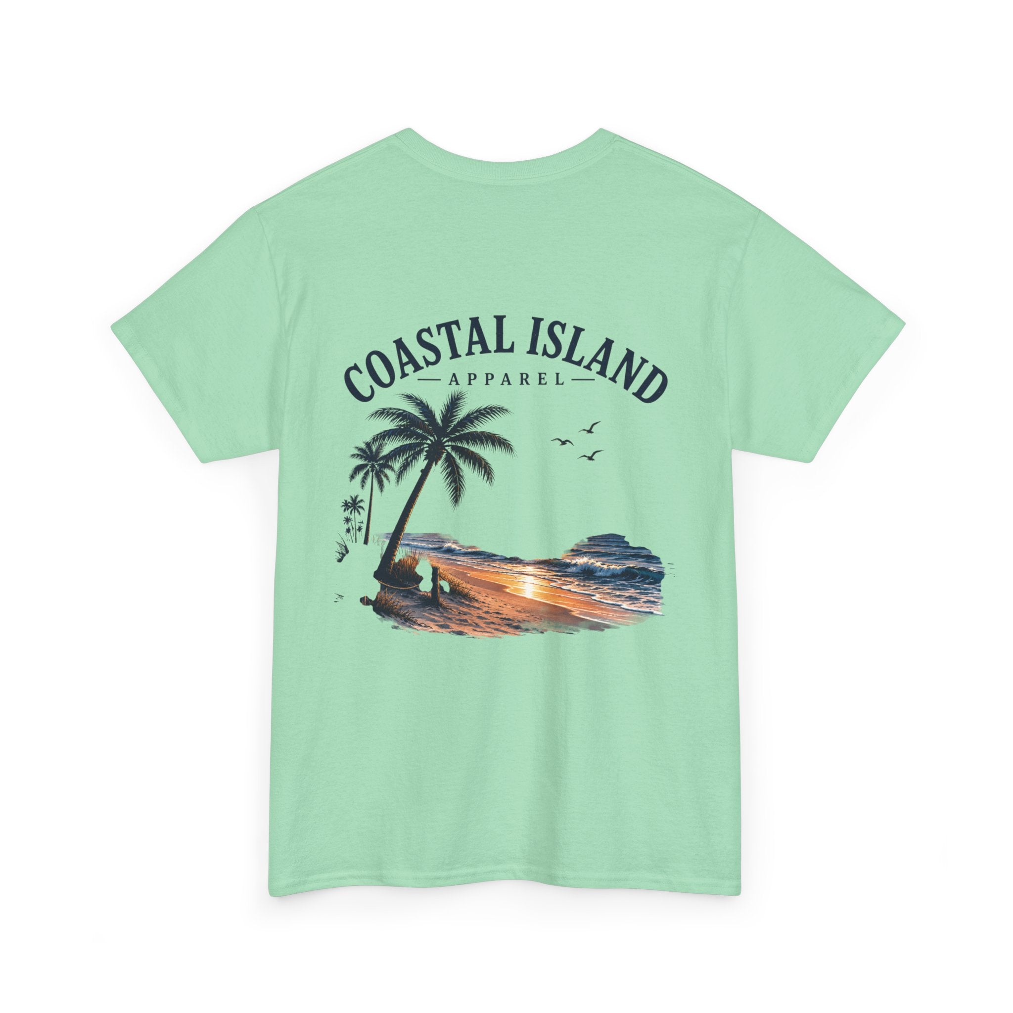 Coastal Island Sunset Beach T-Shirt | Palm Tree Ocean Graphic Tee